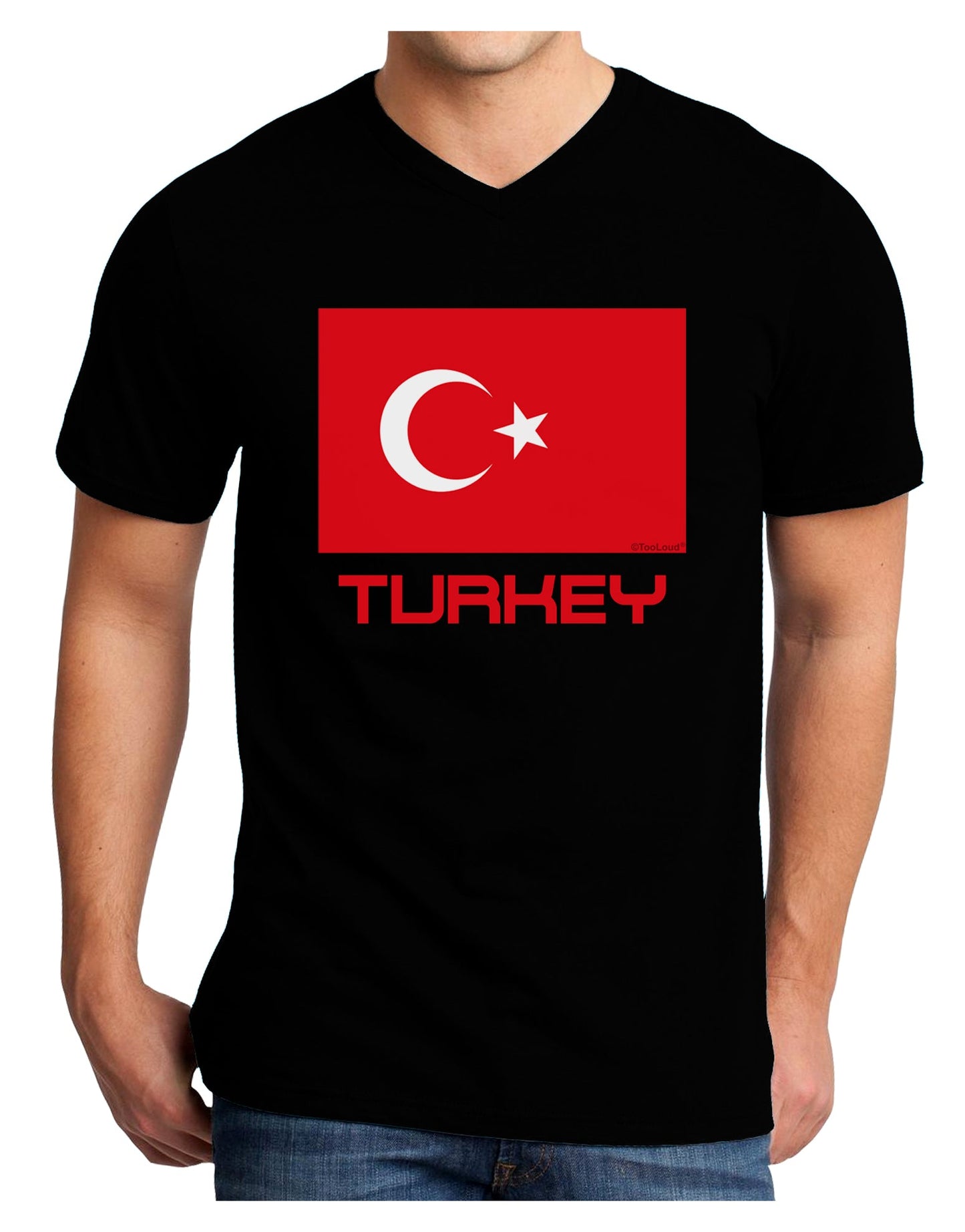 Turkey Flag with Text Adult Dark V-Neck T-Shirt by TooLoud-Mens V-Neck T-Shirt-TooLoud-Black-Small-Davson Sales