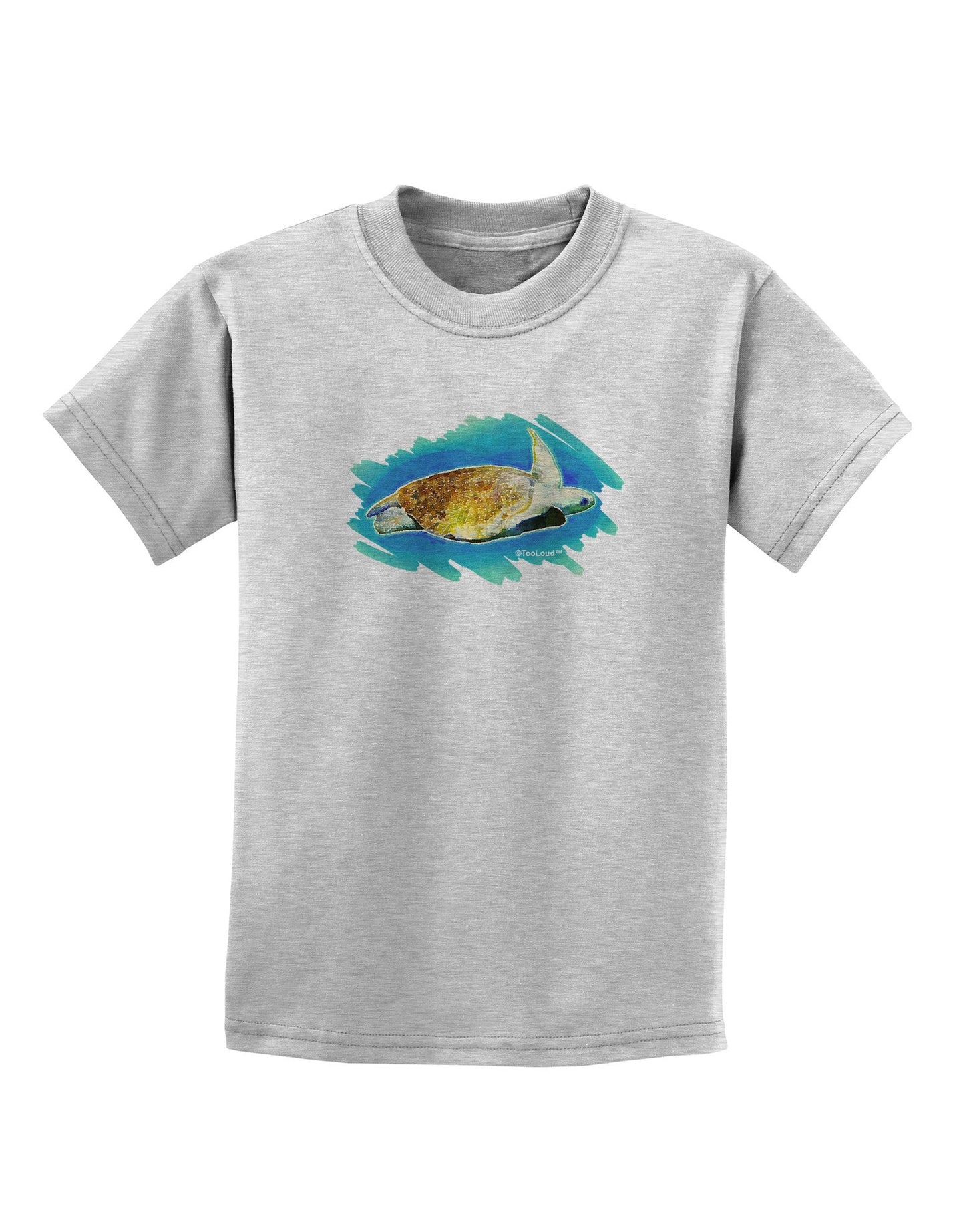 Turtle Watercolor Childrens T-Shirt-Childrens T-Shirt-TooLoud-AshGray-X-Small-Davson Sales