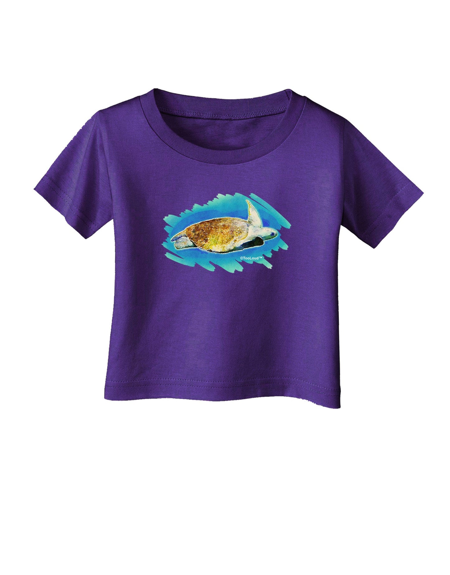 Turtle Watercolor Infant T-Shirt Dark-Infant T-Shirt-TooLoud-Purple-06-Months-Davson Sales