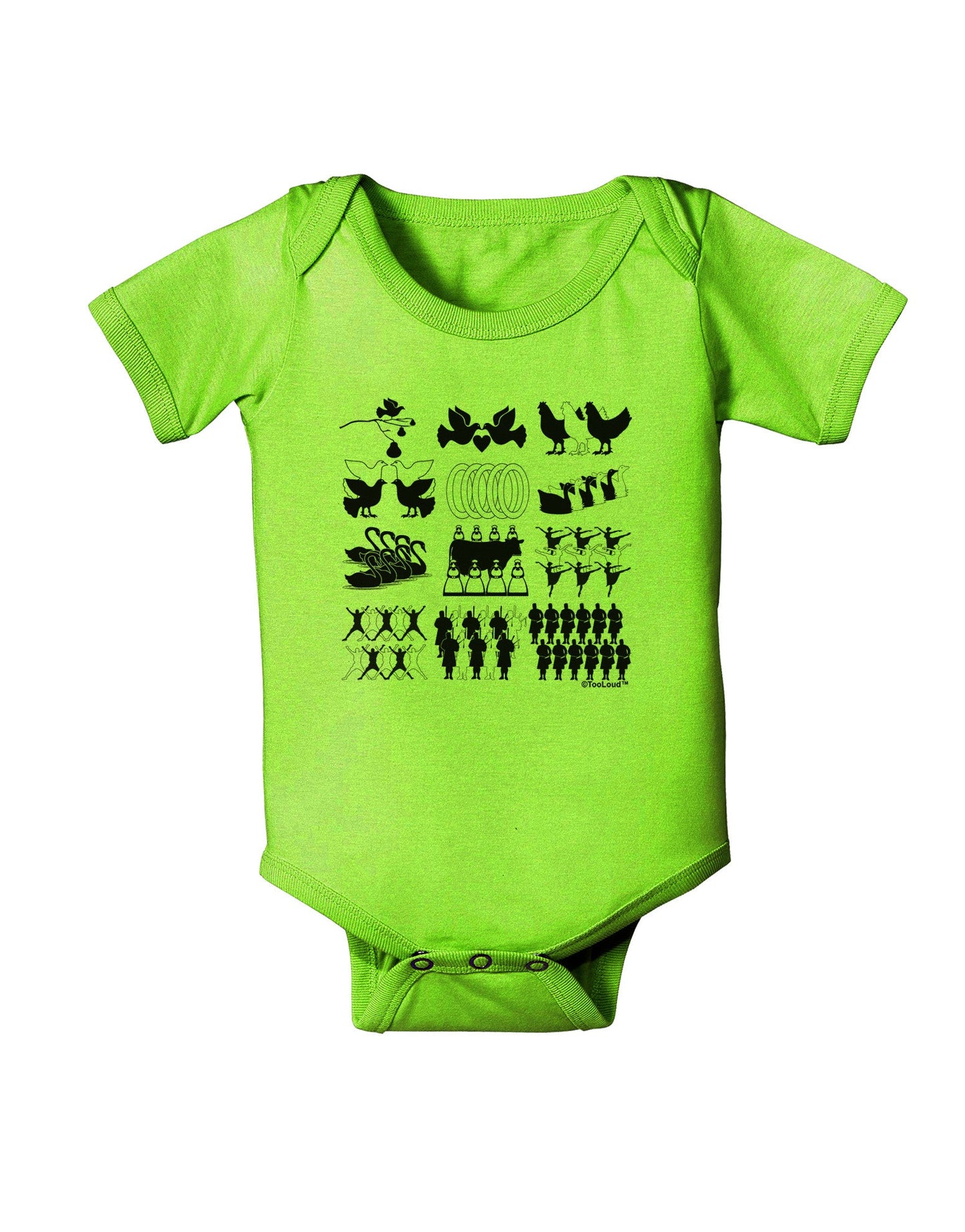 Twelve Days of Christmas Baby Romper Bodysuit-Baby Romper-TooLoud-Lime-06-Months-Davson Sales
