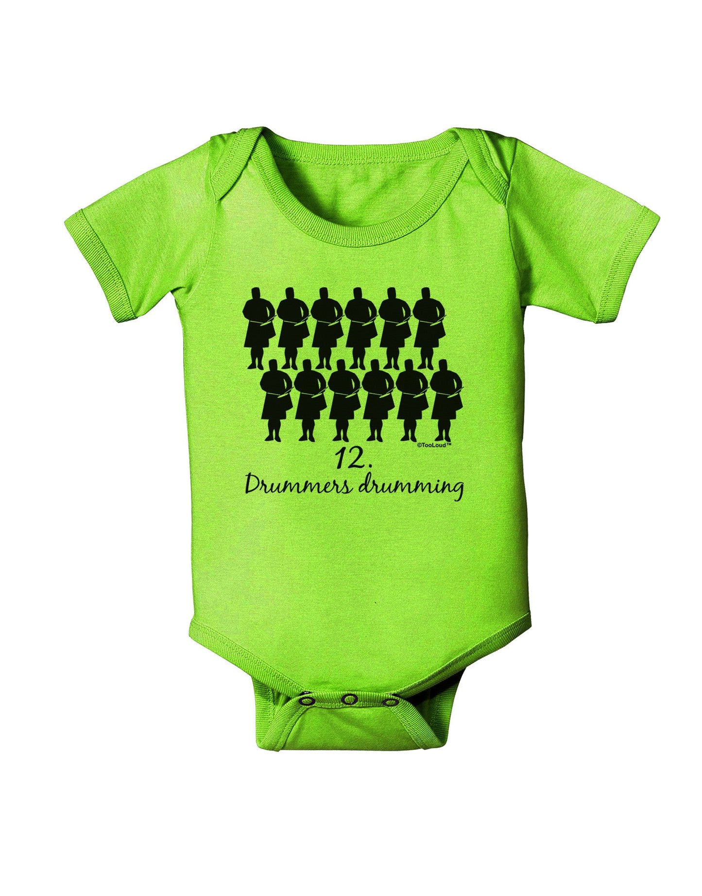 Twelve Drummers Drumming Text Baby Romper Bodysuit-Baby Romper-TooLoud-Lime-06-Months-Davson Sales
