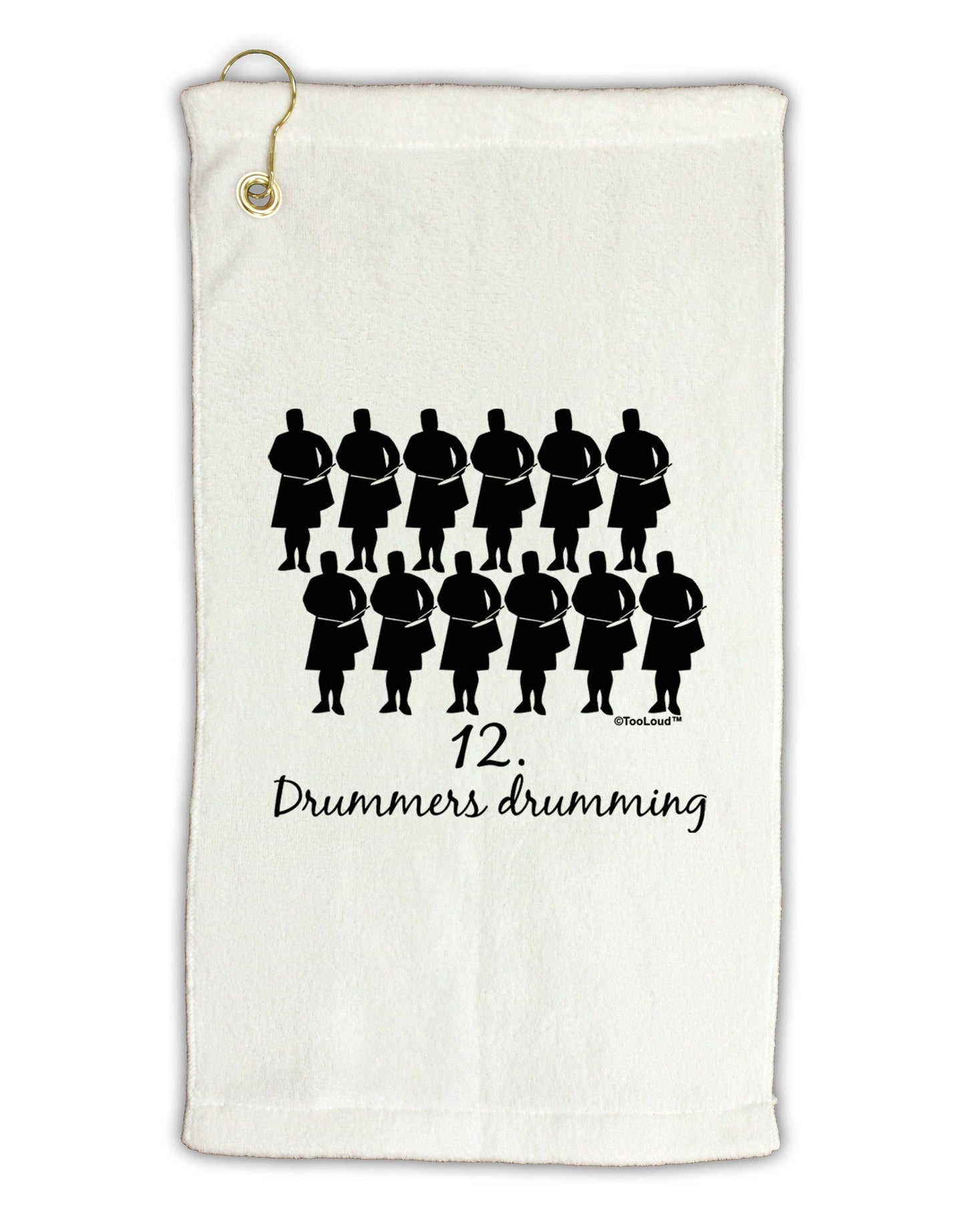 Twelve Drummers Drumming Text Micro Terry Gromet Golf Towel 11"x19-Golf Towel-TooLoud-White-Davson Sales