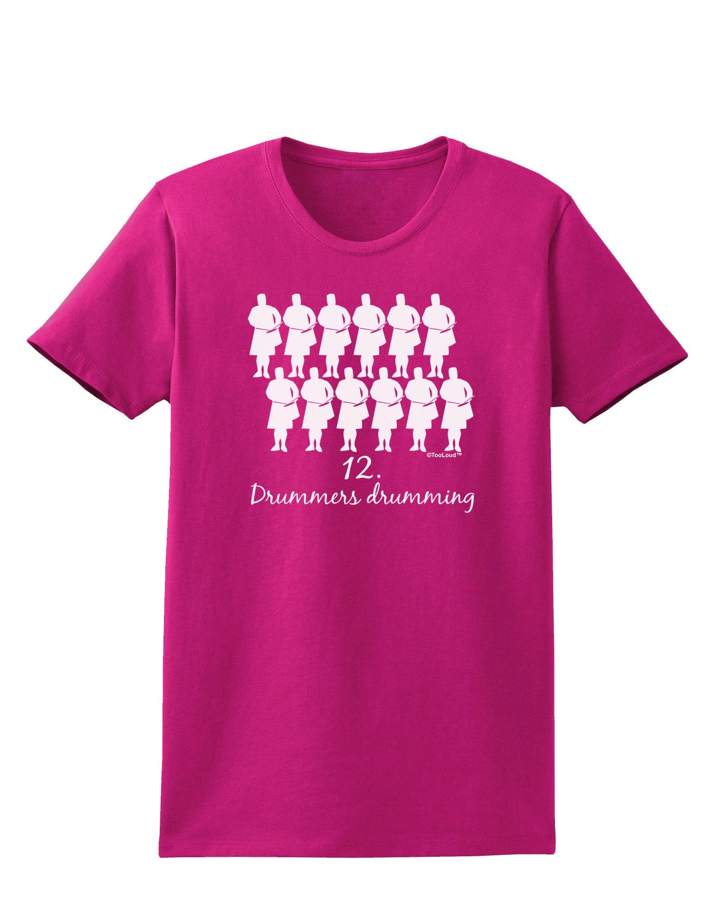 Twelve Drummers Drumming Text Womens Dark T-Shirt-TooLoud-Hot-Pink-Small-Davson Sales