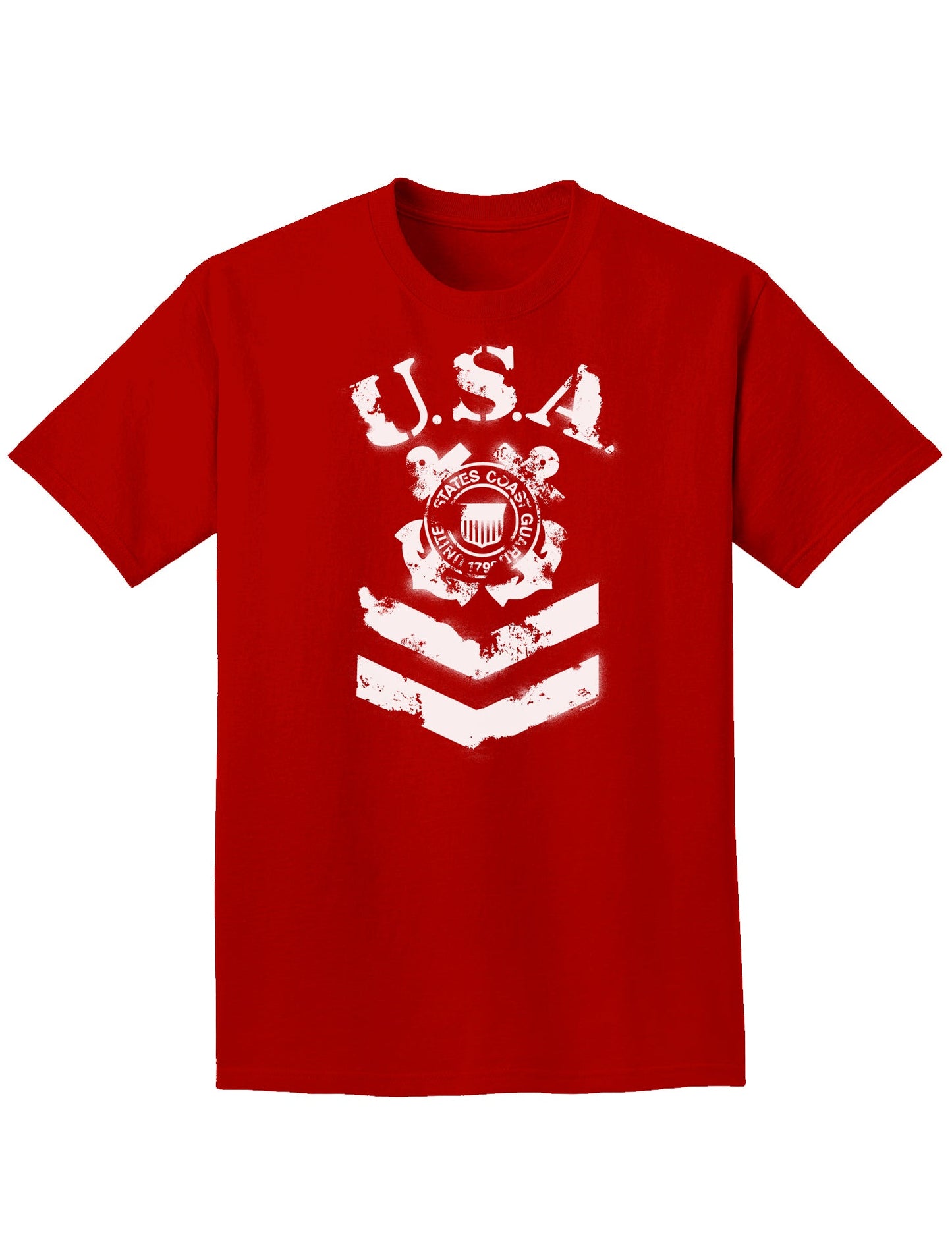 USA Military Coast Guard Stencil Logo Adult Dark T-Shirt-Mens T-Shirt-TooLoud-Red-Small-Davson Sales