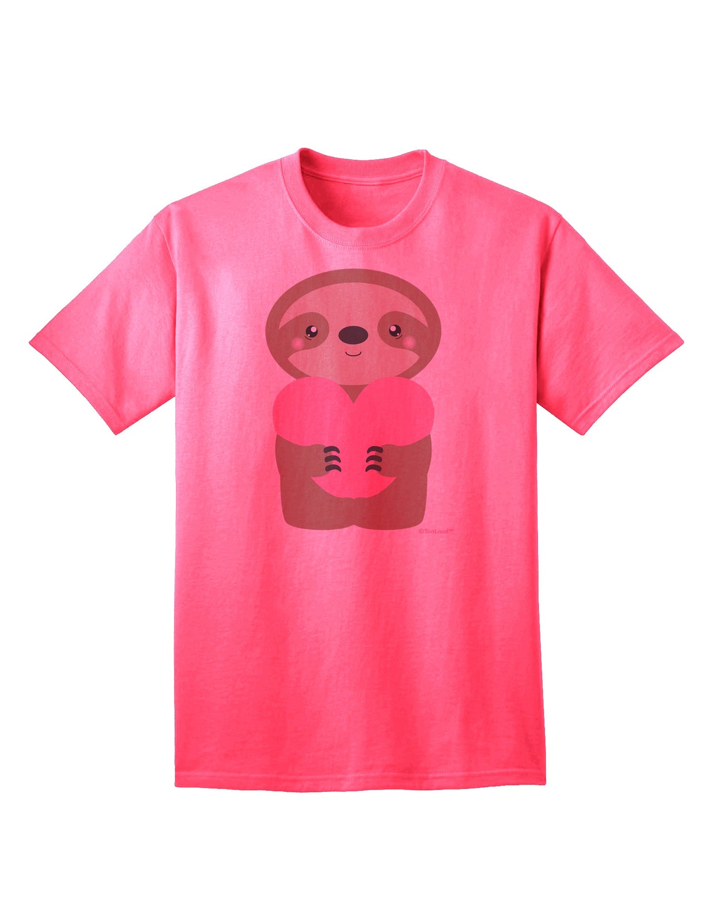 Valentine's Day Sloth Heart Adult T-Shirt - A Charming Addition to Your Wardrobe by TooLoud-Mens T-shirts-TooLoud-Neon-Pink-Small-Davson Sales
