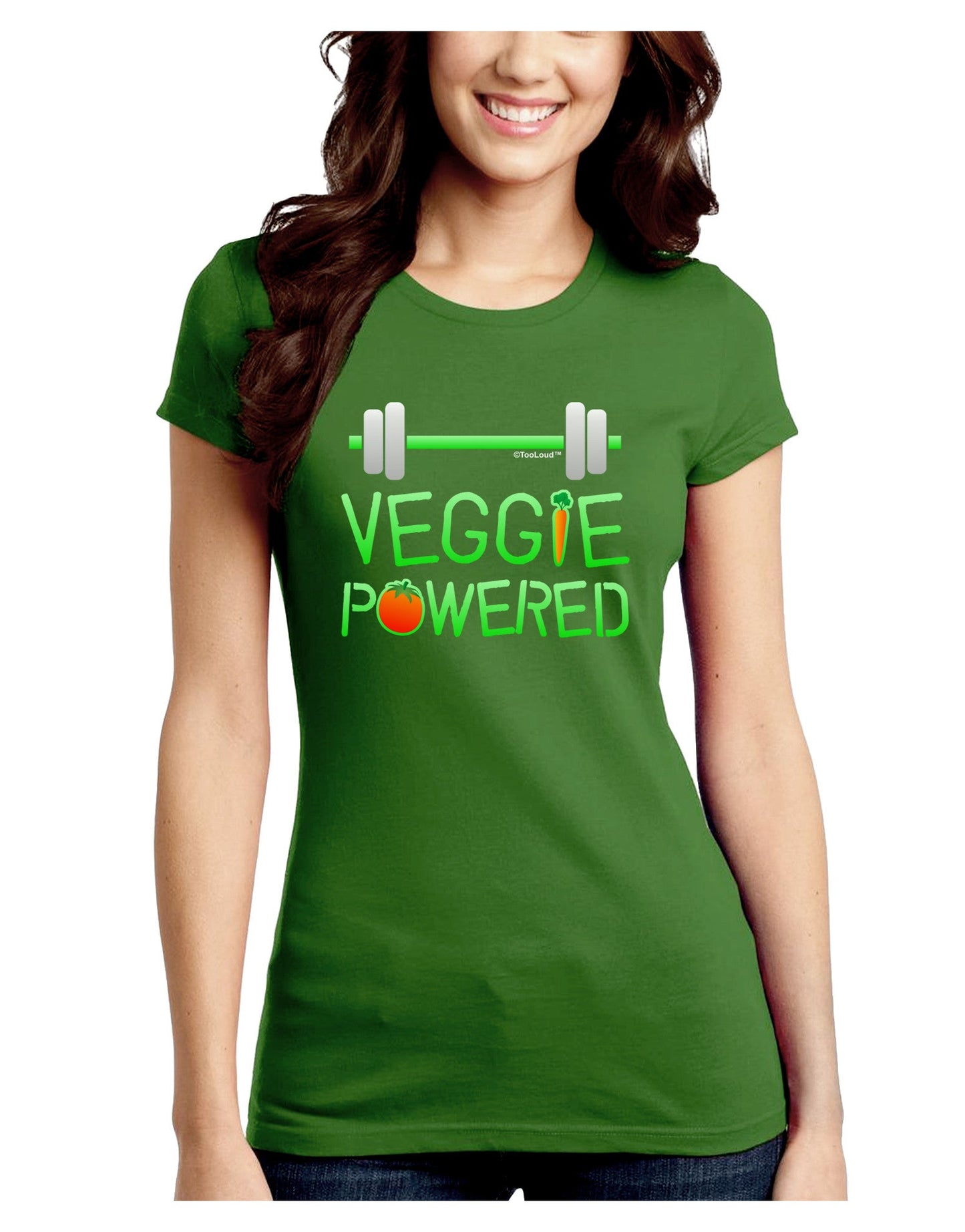 Veggie Powered Juniors Petite Crew Dark T-Shirt-T-Shirts Juniors Tops-TooLoud-Kiwi-Green-Juniors Fitted Small-Davson Sales