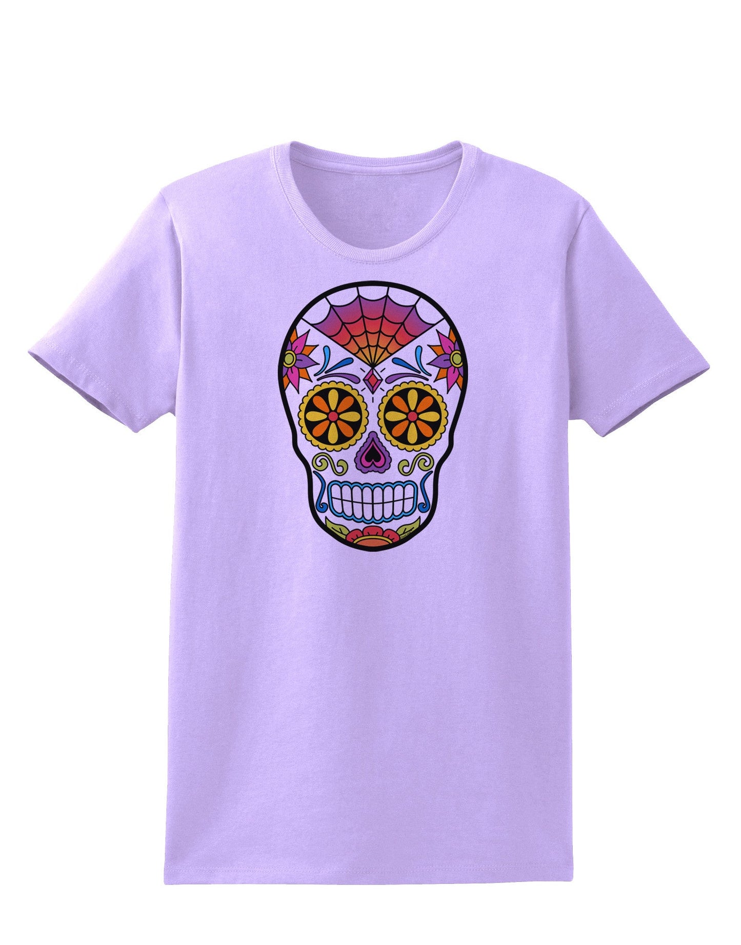Version 1 Colorful Day of the Dead Calavera Womens T-Shirt-Womens T-Shirt-TooLoud-Lavender-X-Small-Davson Sales