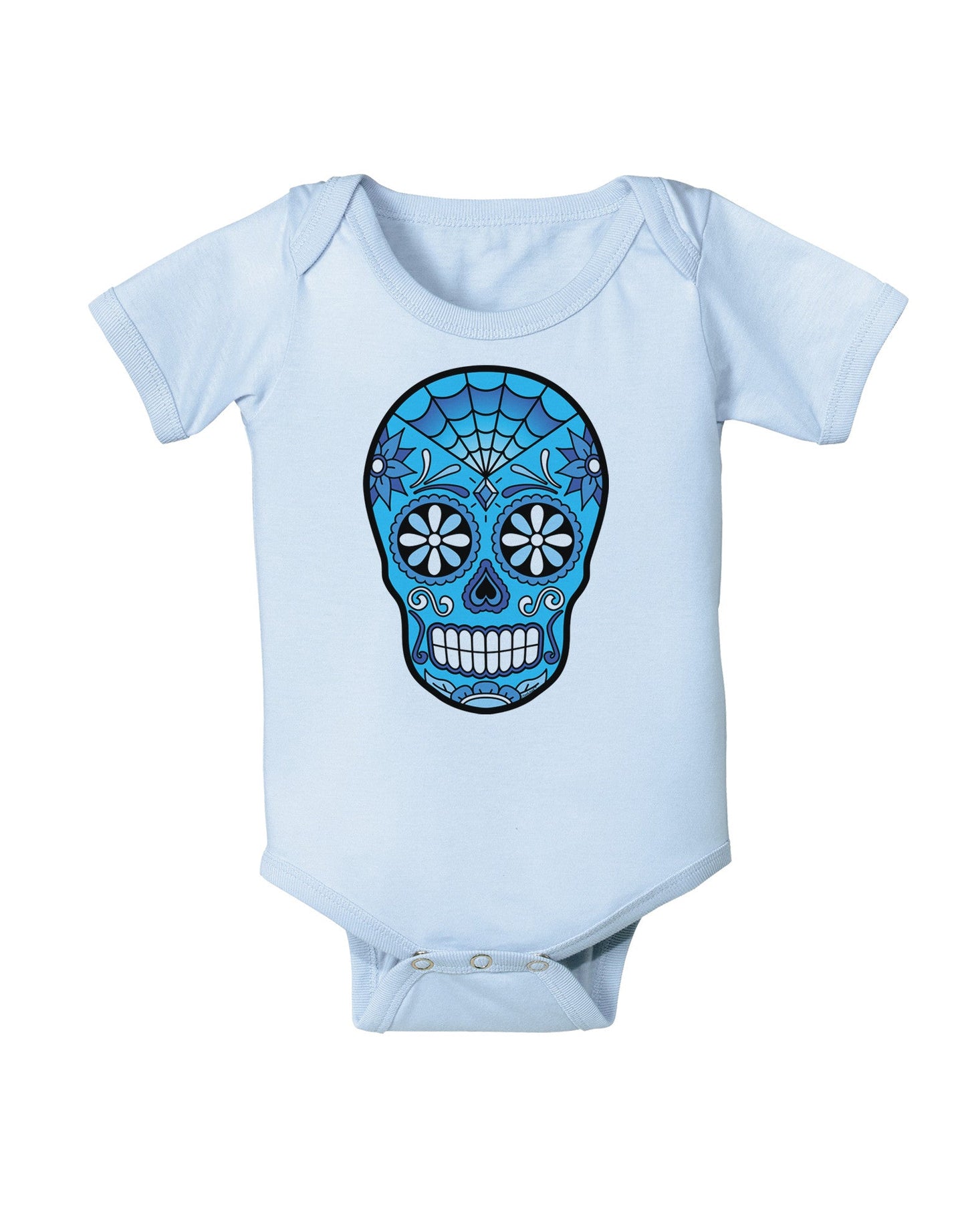 Version 3 Blue Day of the Dead Calavera Baby Romper Bodysuit-Baby Romper-TooLoud-Light-Blue-06-Months-Davson Sales
