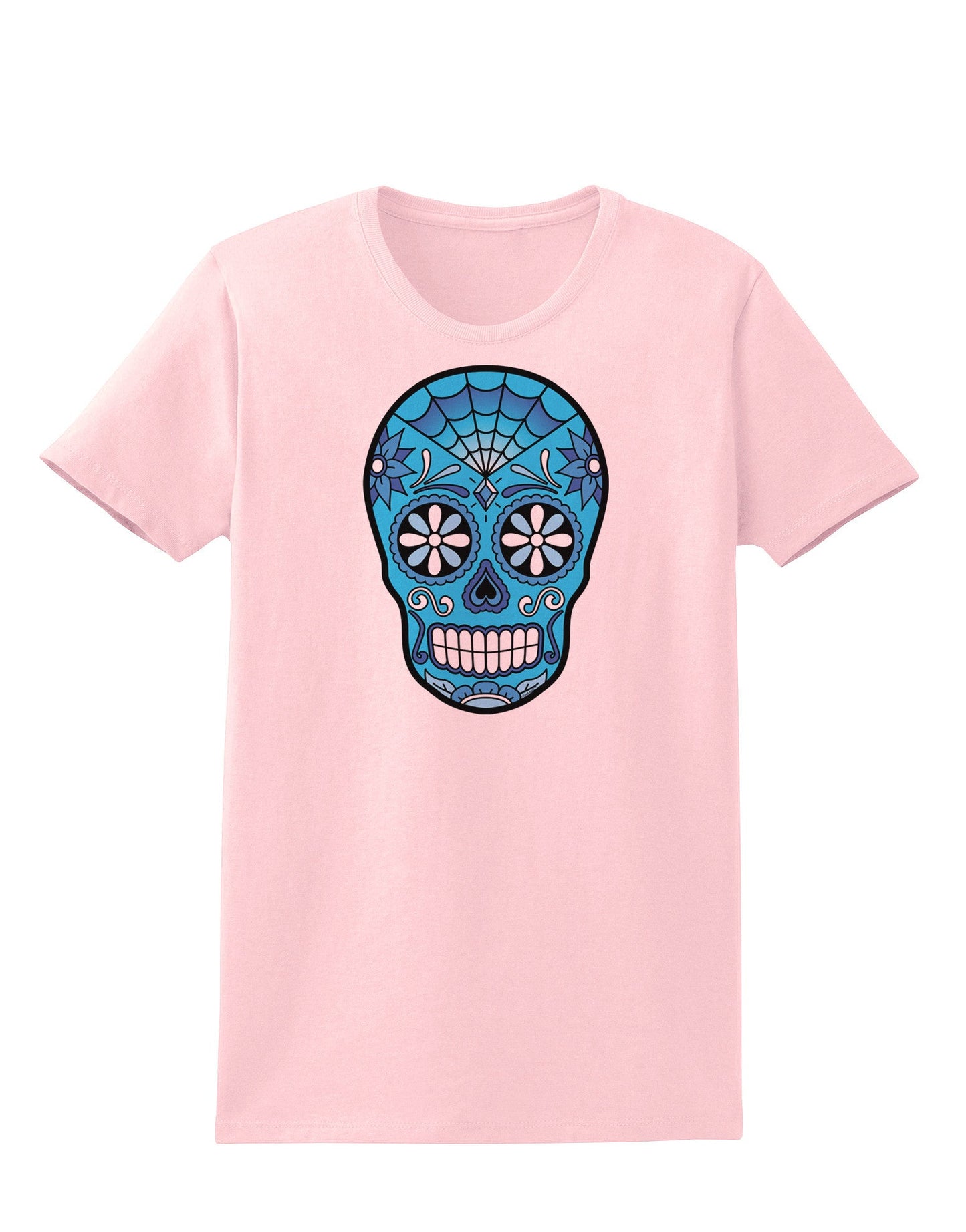 Version 3 Blue Day of the Dead Calavera Womens T-Shirt-Womens T-Shirt-TooLoud-PalePink-X-Small-Davson Sales