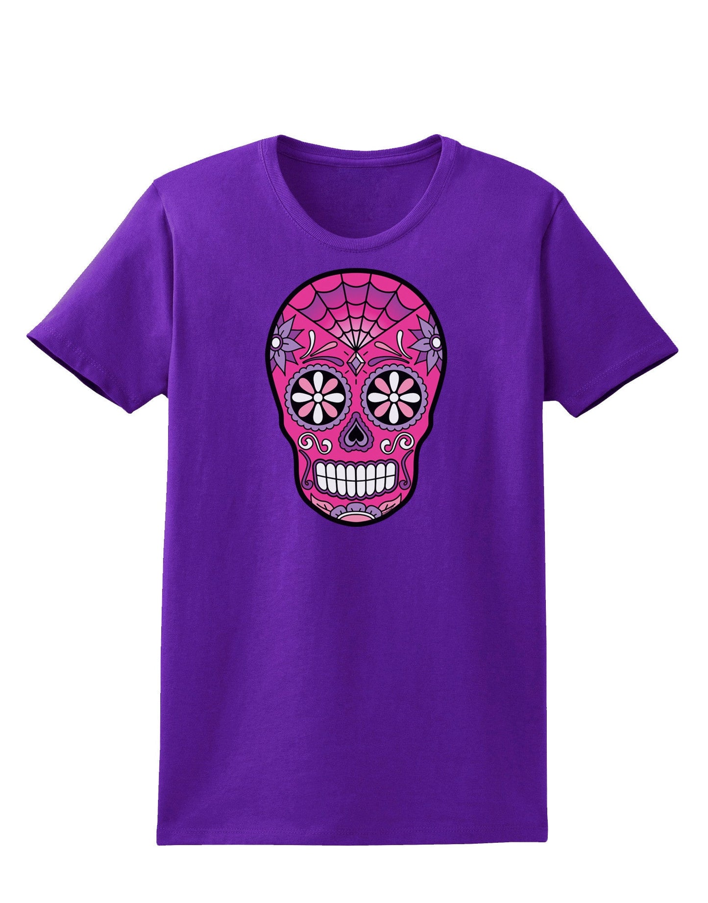 Version 4 Pink Day of the Dead Calavera Womens Dark T-Shirt-TooLoud-Purple-X-Small-Davson Sales