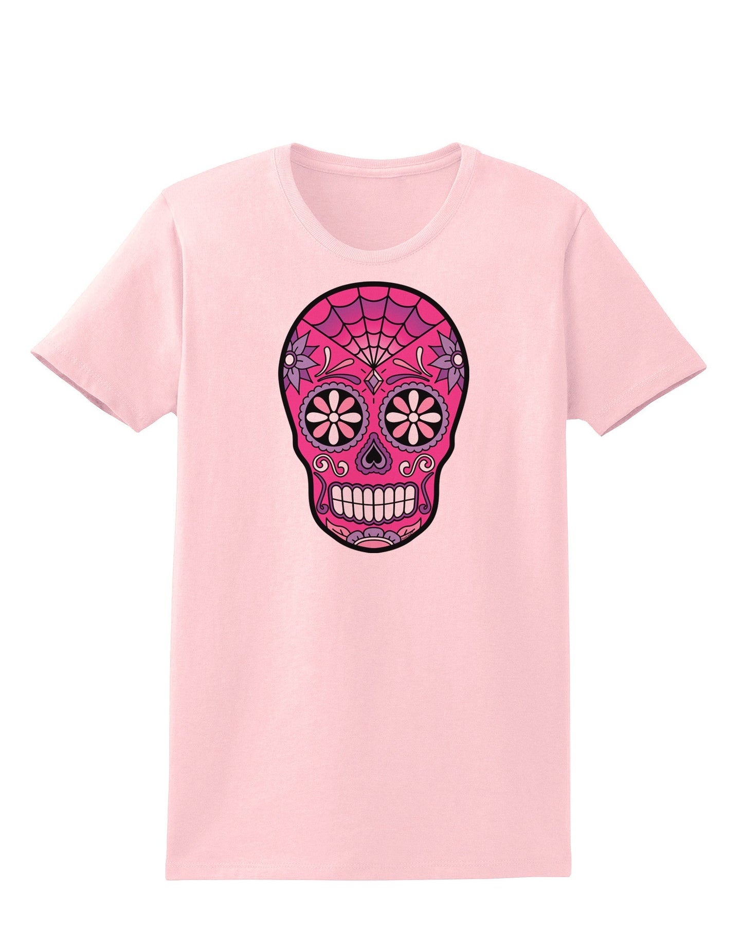 Version 4 Pink Day of the Dead Calavera Womens T-Shirt-Womens T-Shirt-TooLoud-PalePink-X-Small-Davson Sales