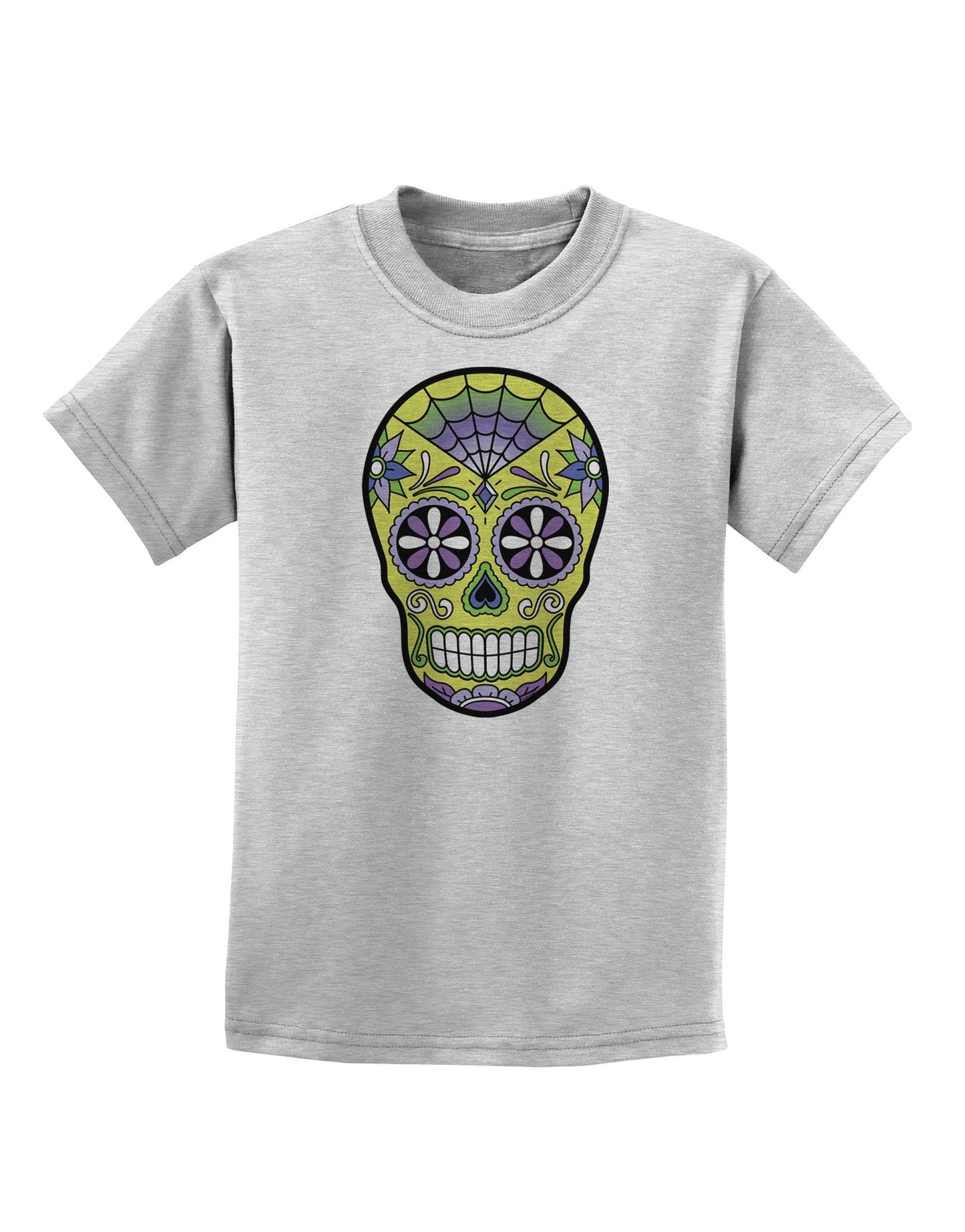 Version 7 Poison Day of the Dead Calavera Childrens T-Shirt-Childrens T-Shirt-TooLoud-AshGray-X-Small-Davson Sales