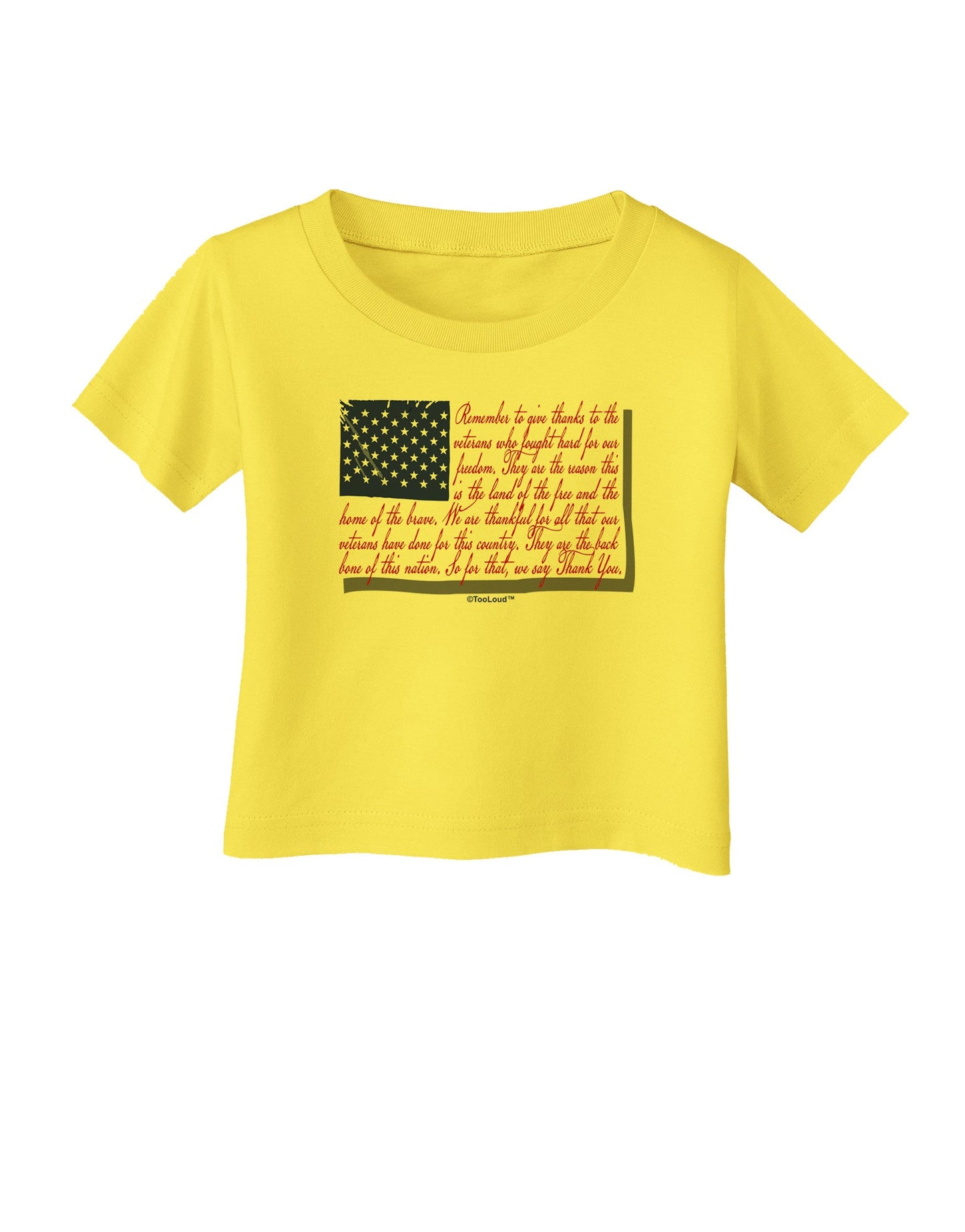 Veterans Scripted Flag Infant T-Shirt-Infant T-Shirt-TooLoud-Yellow-06-Months-Davson Sales