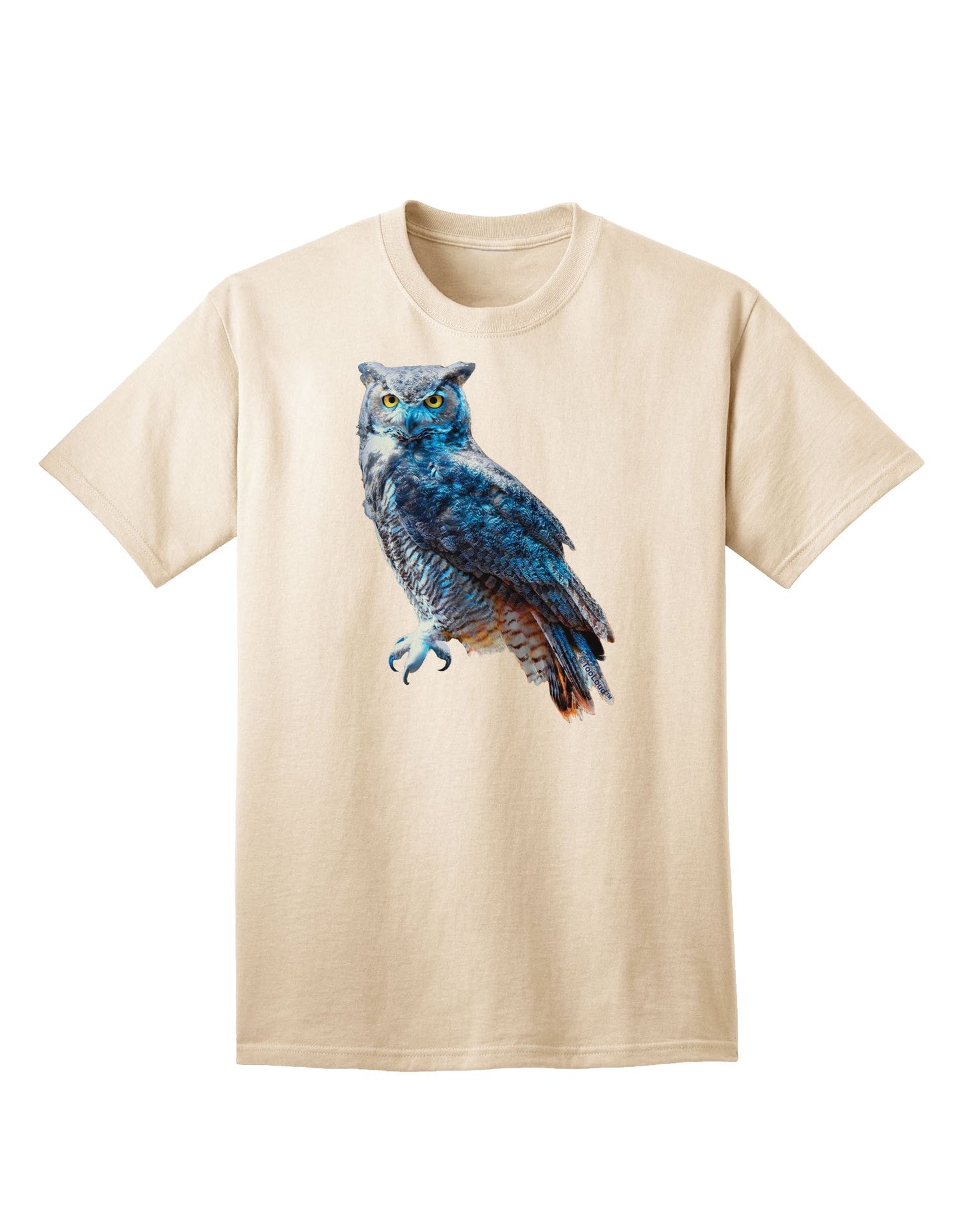 Vibrant Great Horned Owl Graphic Adult T-Shirt - A Fashion Statement for the Bold-Mens T-shirts-TooLoud-Natural-Small-Davson Sales