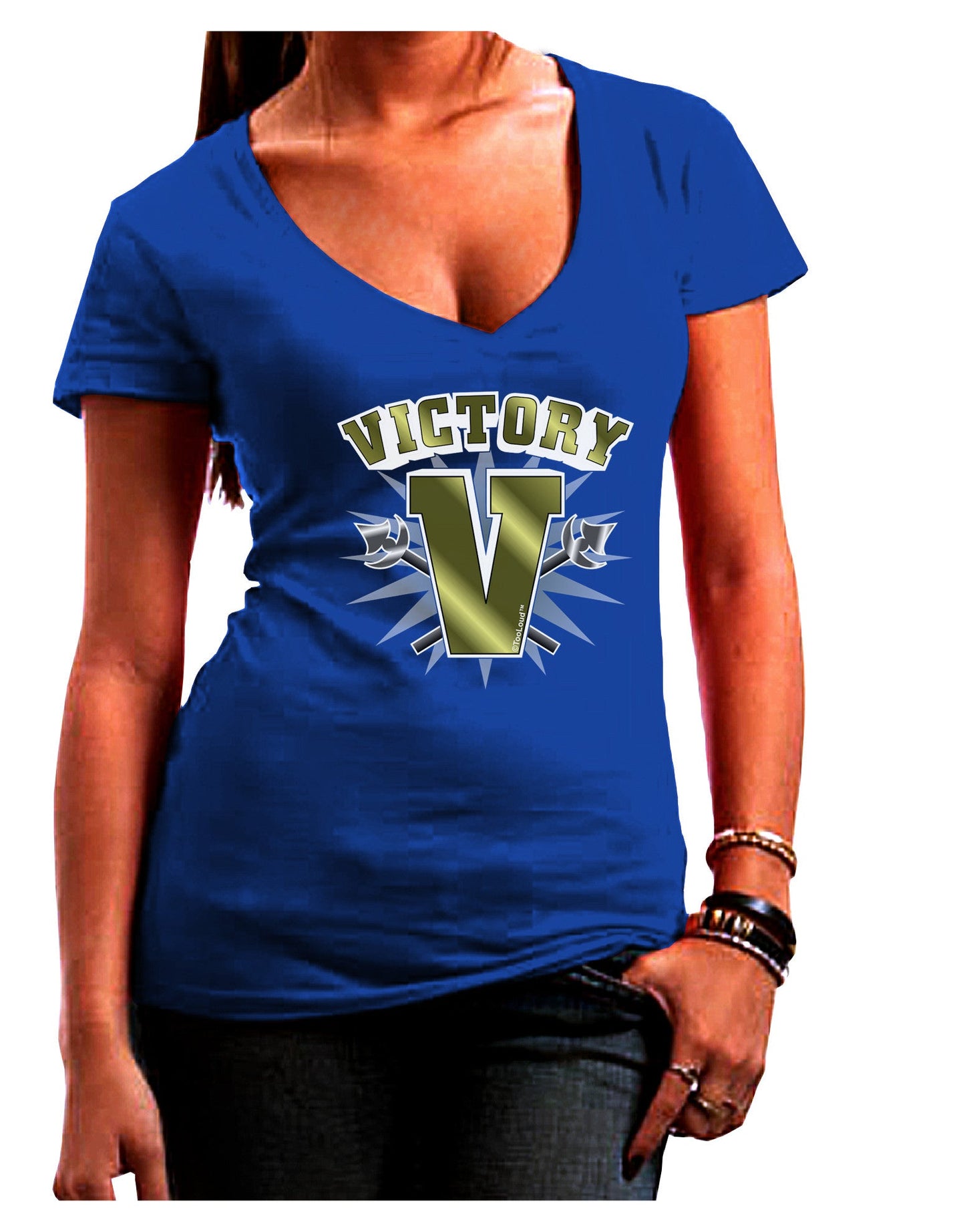 Victory V Womens V-Neck Dark T-Shirt-Womens V-Neck T-Shirts-TooLoud-Royal-Blue-Juniors Fitted Small-Davson Sales