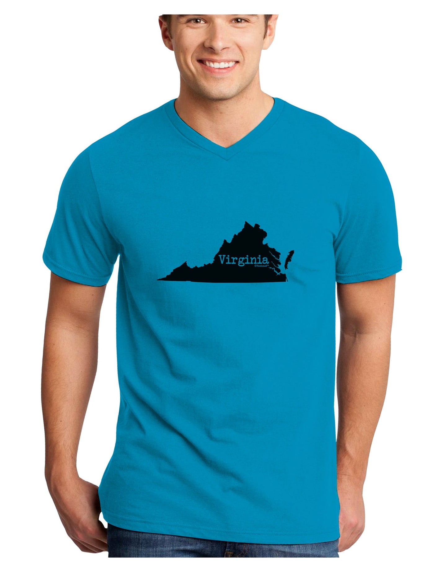 Virginia - United States Shape Adult V-Neck T-shirt by TooLoud-Mens V-Neck T-Shirt-TooLoud-Turquoise-Small-Davson Sales