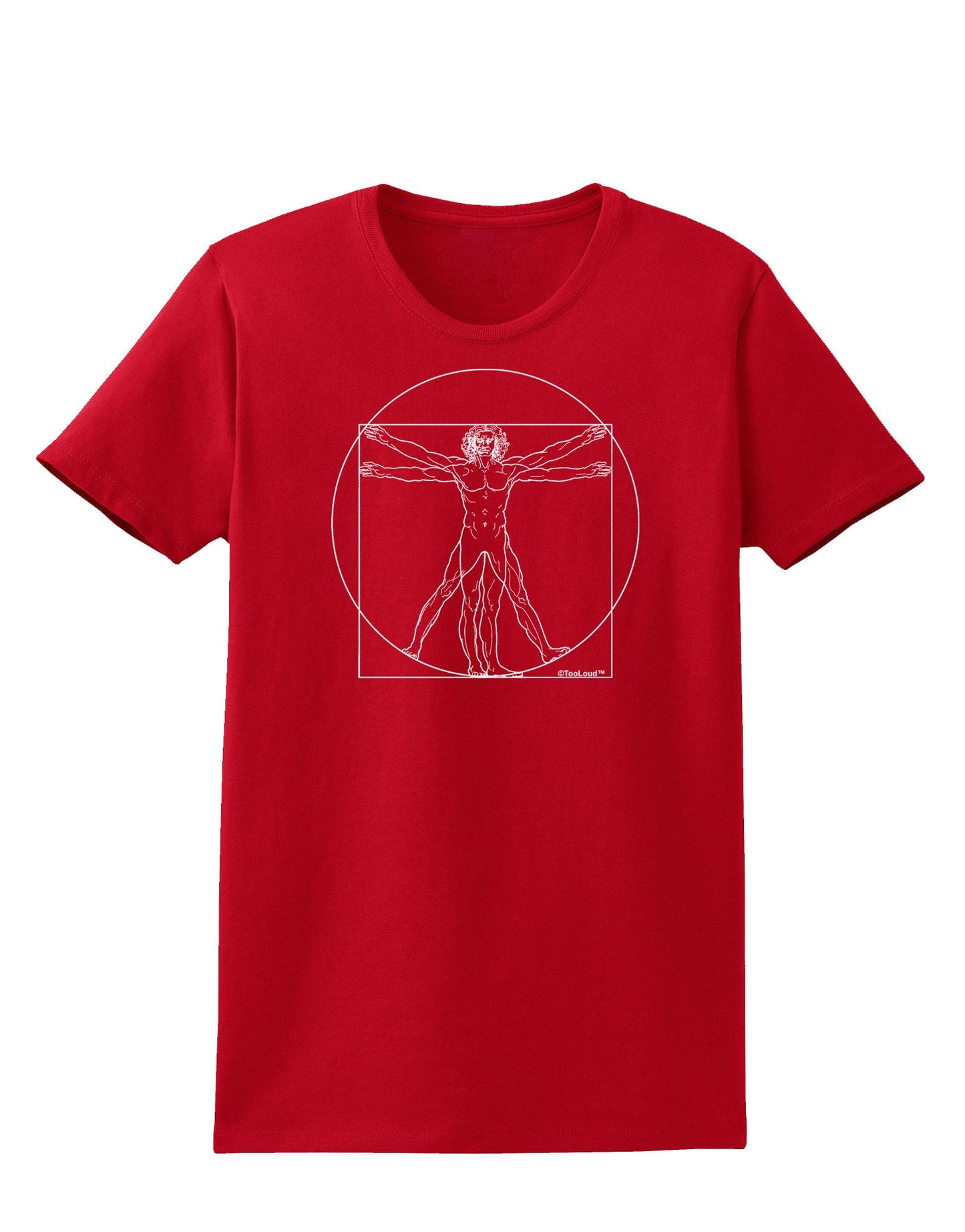 Vitruvian Man Drawing Womens Dark T-Shirt-Womens T-Shirt-TooLoud-Red-X-Small-Davson Sales
