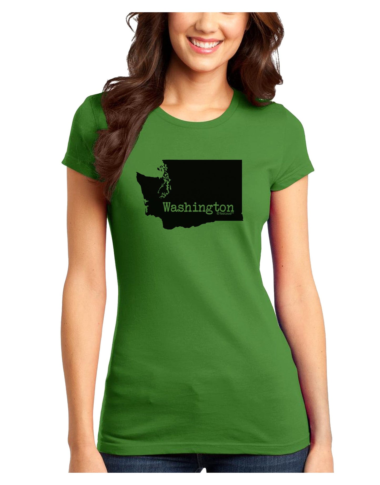 Washington - United States Shape Juniors T-Shirt-Womens Juniors T-Shirt-TooLoud-Kiwi-Green-Juniors Fitted X-Small-Davson Sales