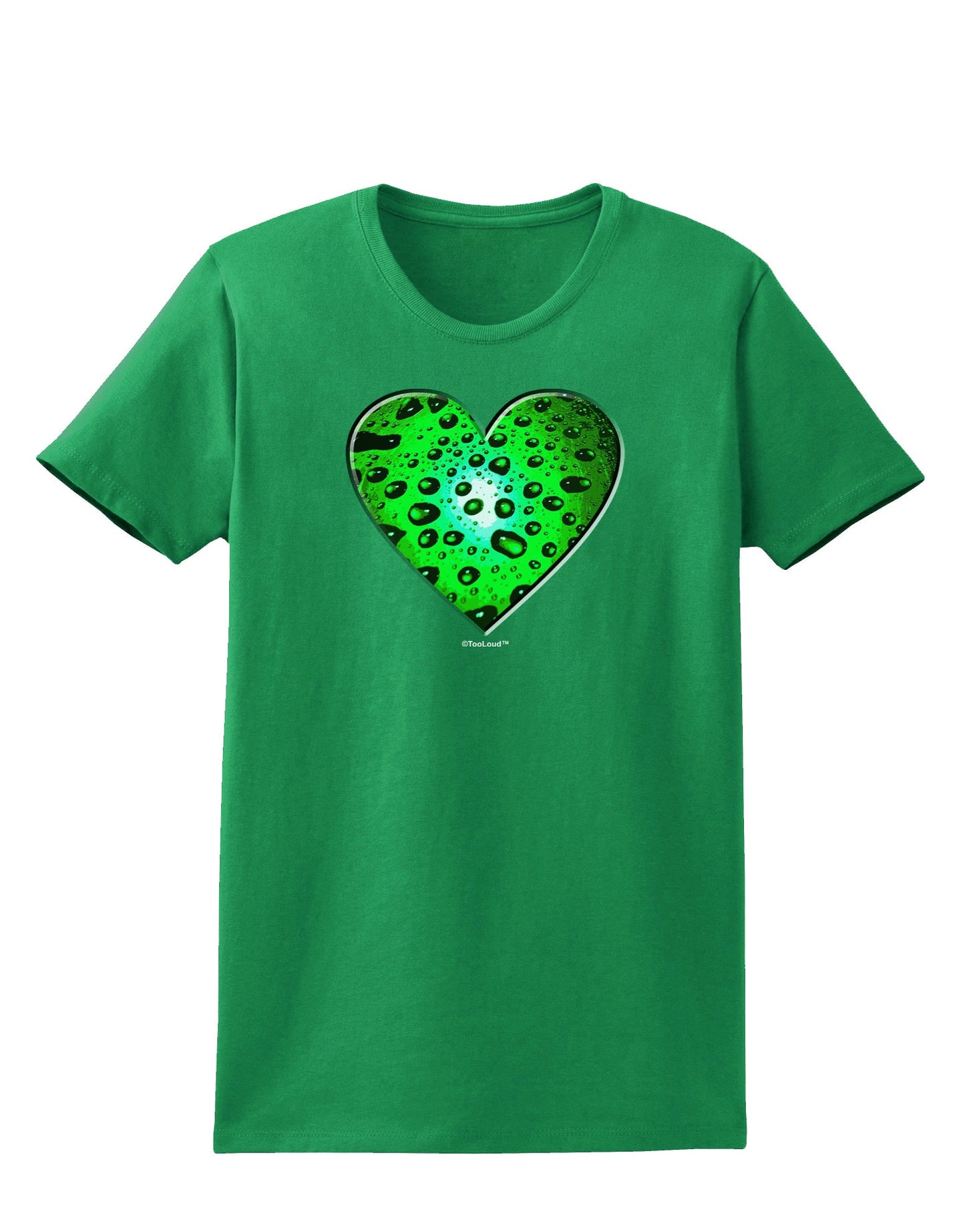Water Droplet Heart Green Womens Dark T-Shirt by TooLoud-Womens T-Shirt-TooLoud-Kelly-Green-X-Small-Davson Sales