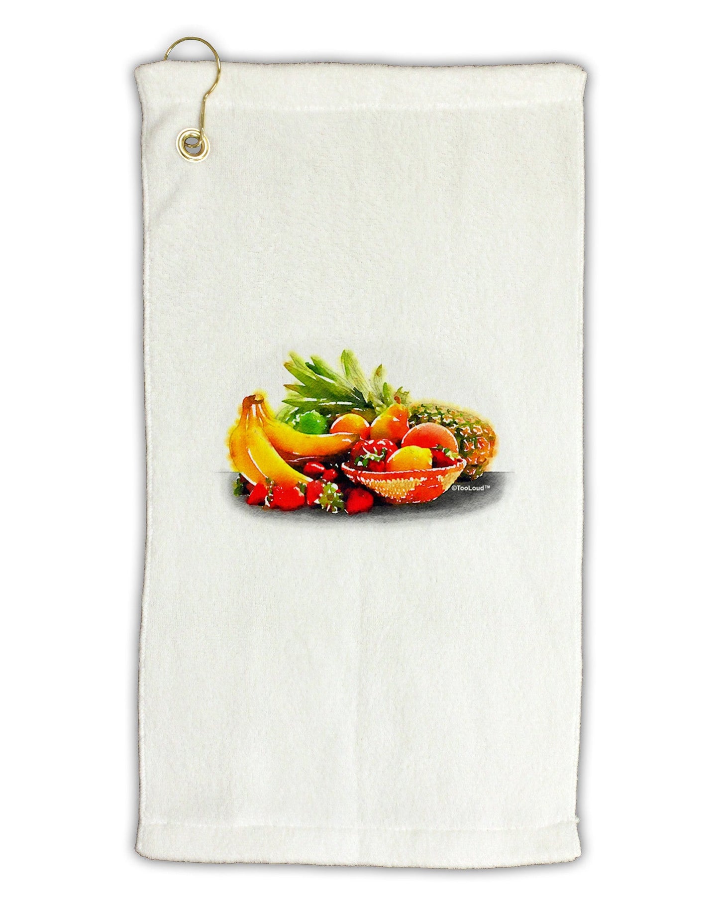 Watercolor Fruit Bowl 1 Micro Terry Gromet Golf Towel 11"x19-Golf Towel-TooLoud-White-Davson Sales