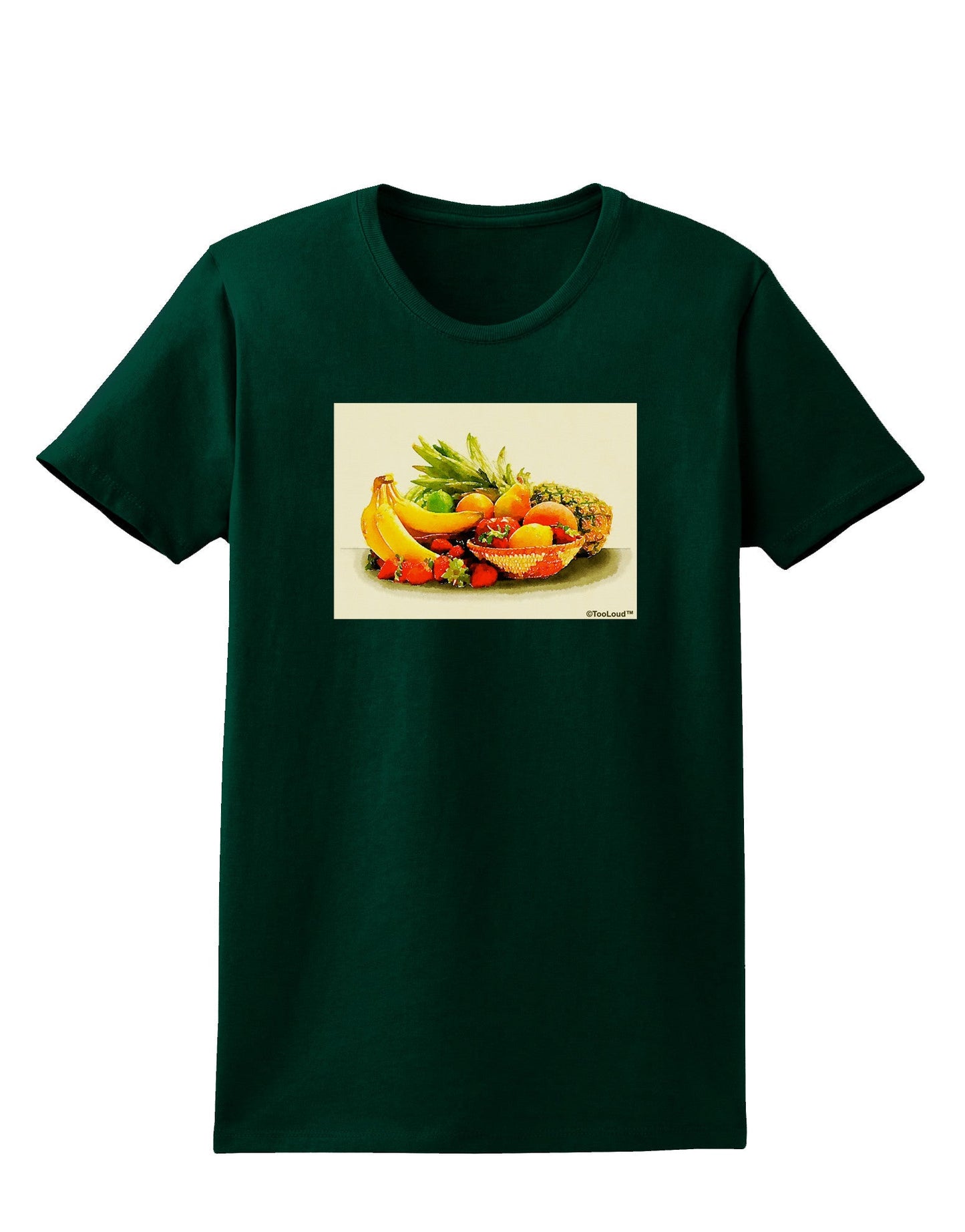 Watercolor Fruit Bowl 2 Womens Dark T-Shirt-TooLoud-Forest-Green-Small-Davson Sales
