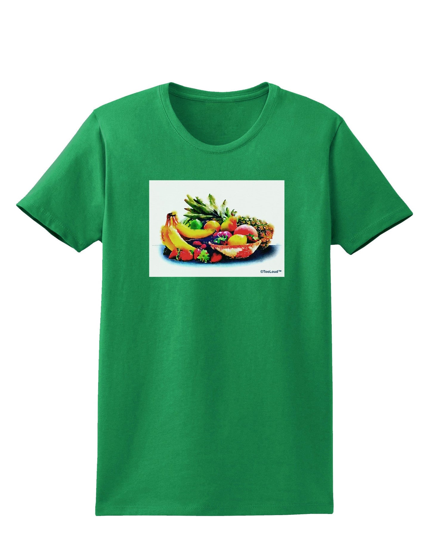 Watercolor Fruit Bowl 3 Womens Dark T-Shirt-TooLoud-Kelly-Green-X-Small-Davson Sales