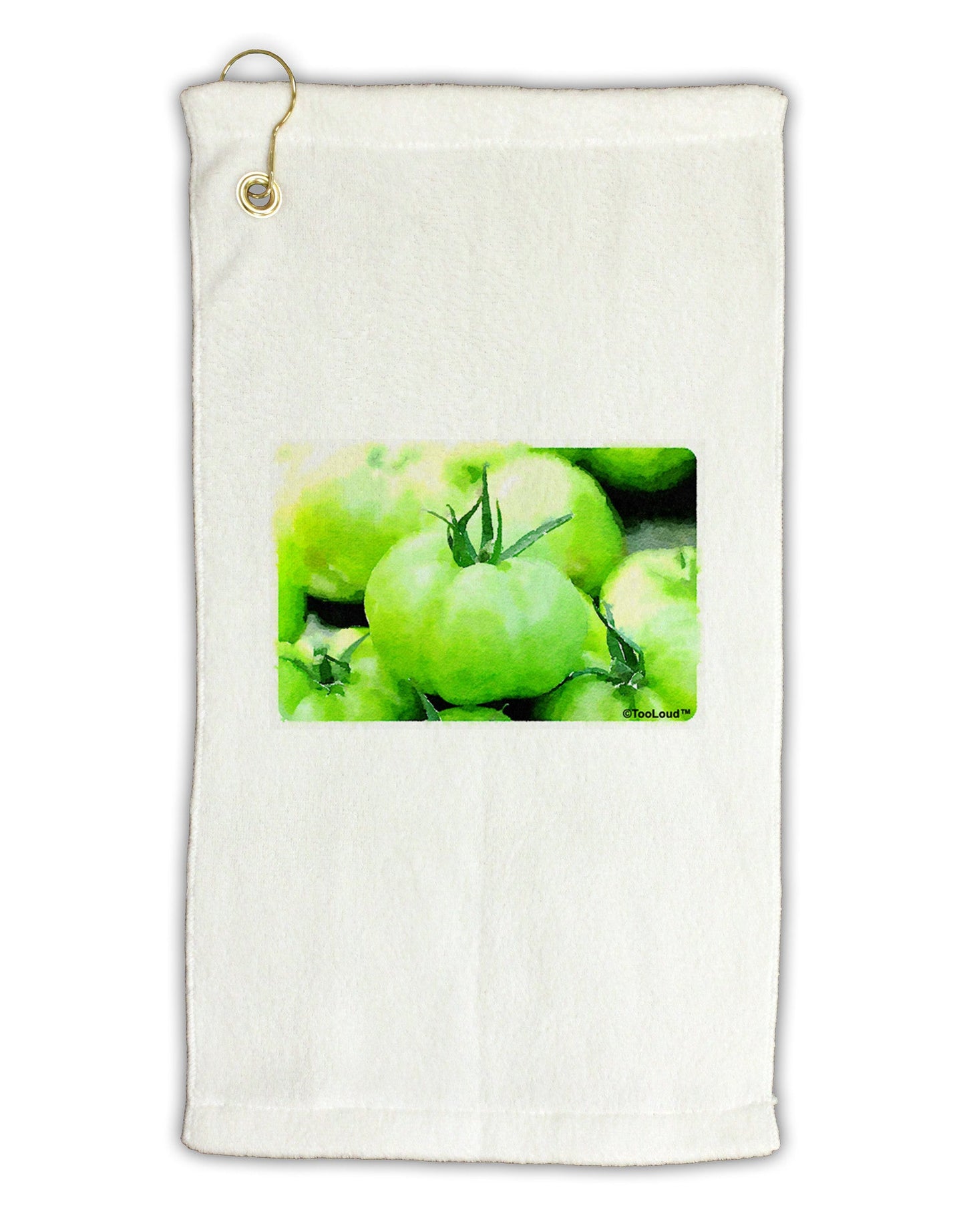 Watercolor Green Tomatoes Micro Terry Gromet Golf Towel 11"x19-Golf Towel-TooLoud-White-Davson Sales