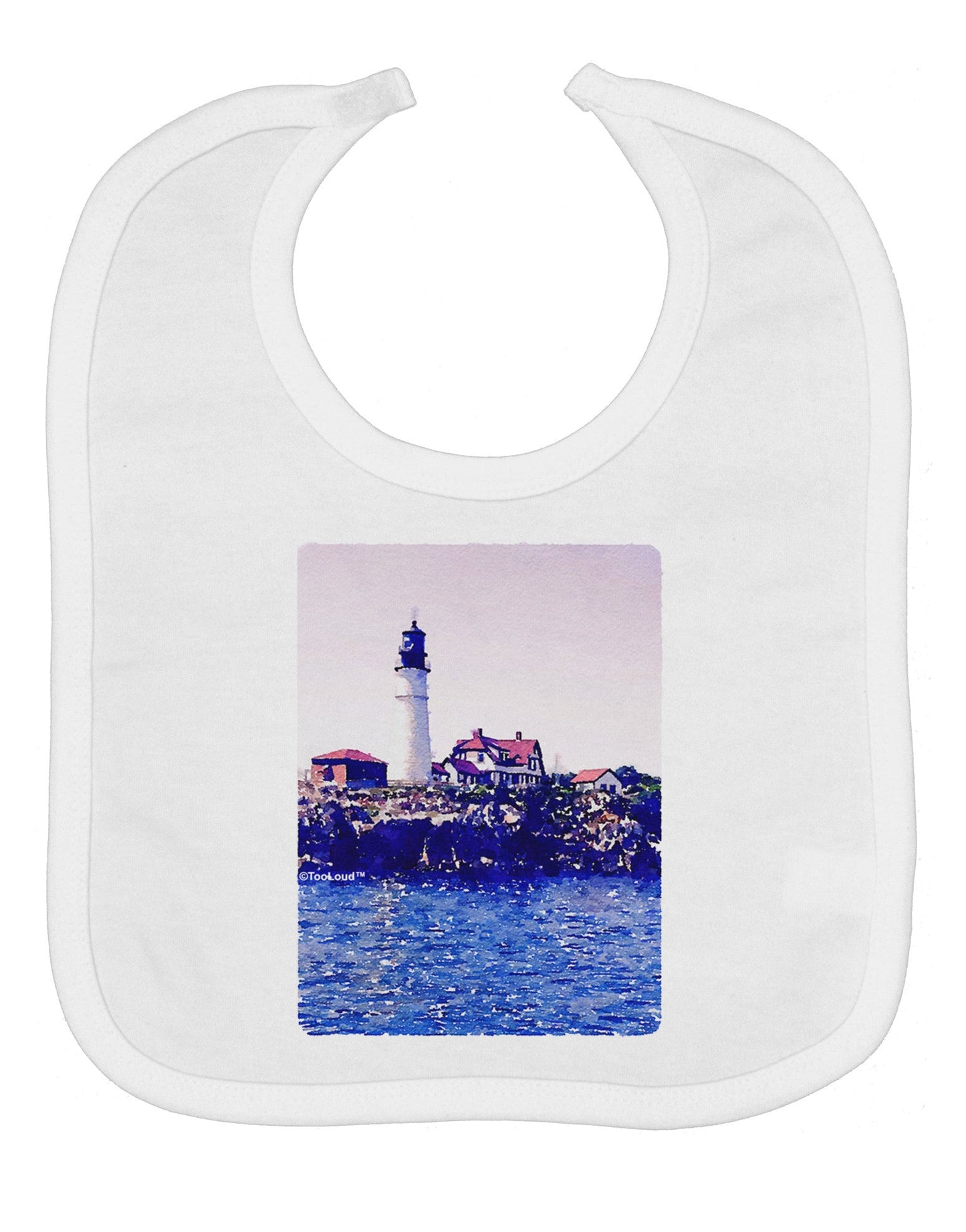 Watercolor Lighthouse 2 Baby Bib
