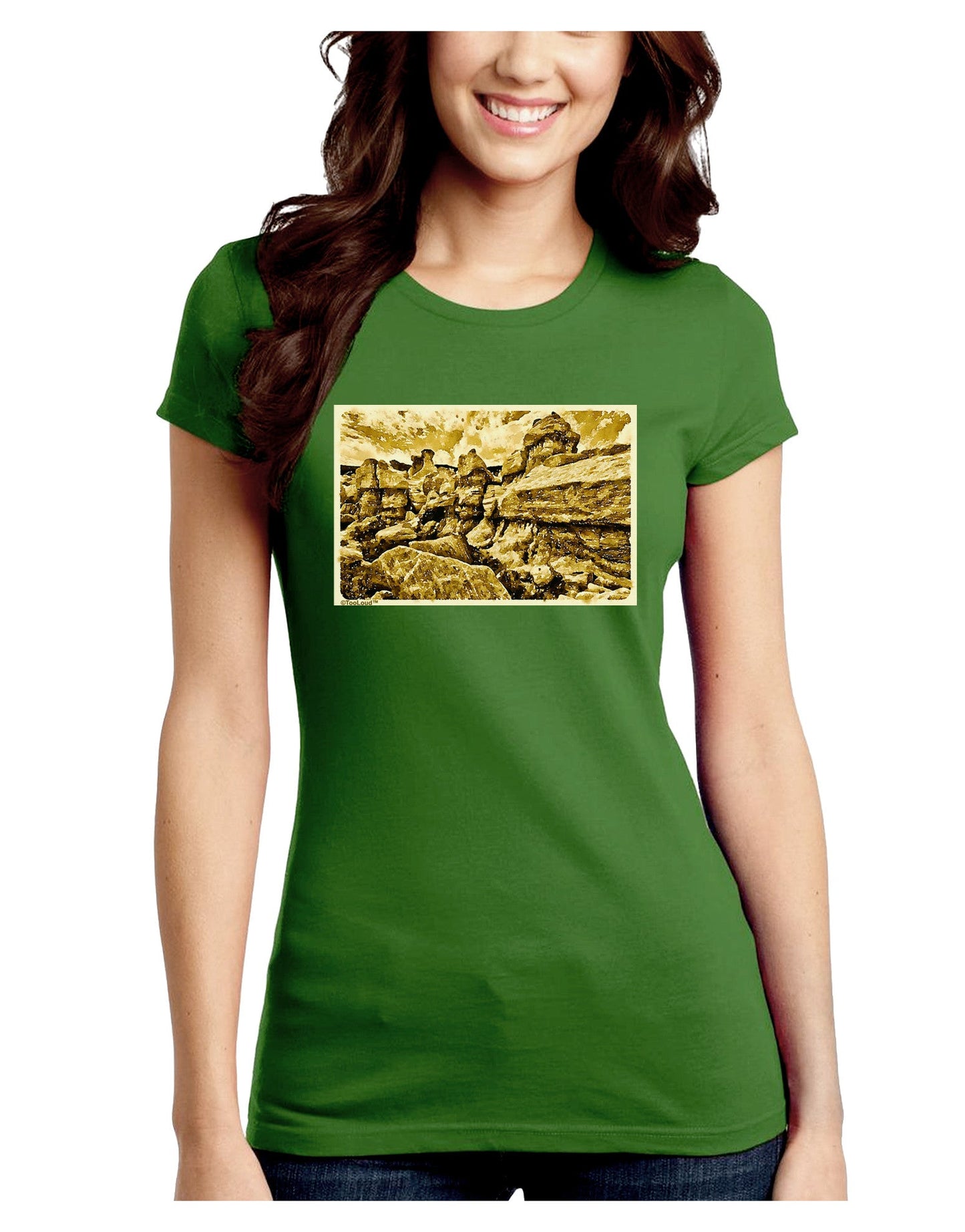 Watercolor Mountains Colorado Juniors Petite Crew Dark T-Shirt-T-Shirts Juniors Tops-TooLoud-Kiwi-Green-Juniors Fitted Small-Davson Sales