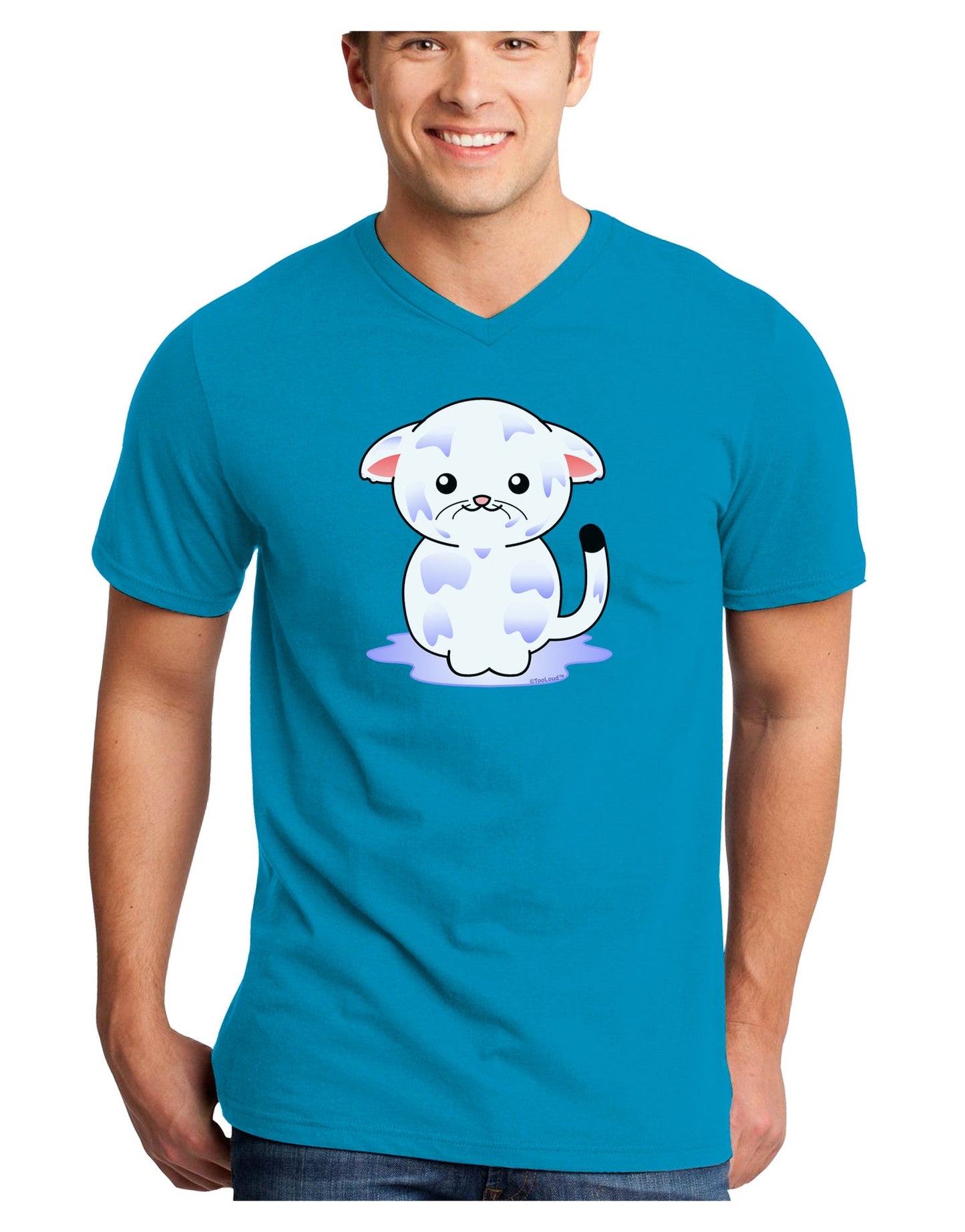 Wet Pussycat Adult Dark V-Neck T-Shirt-TooLoud-Turquoise-Small-Davson Sales