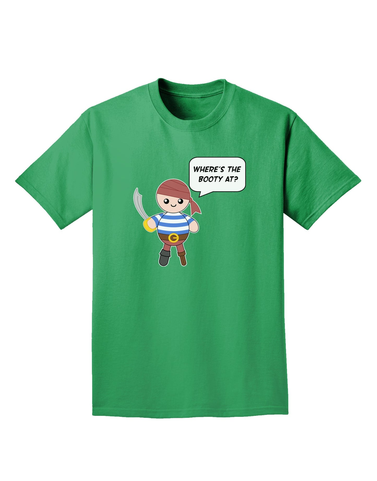 Where's the Booty At - Petey the Pirate Adult Dark T-Shirt-Mens T-Shirt-TooLoud-Kelly-Green-Small-Davson Sales