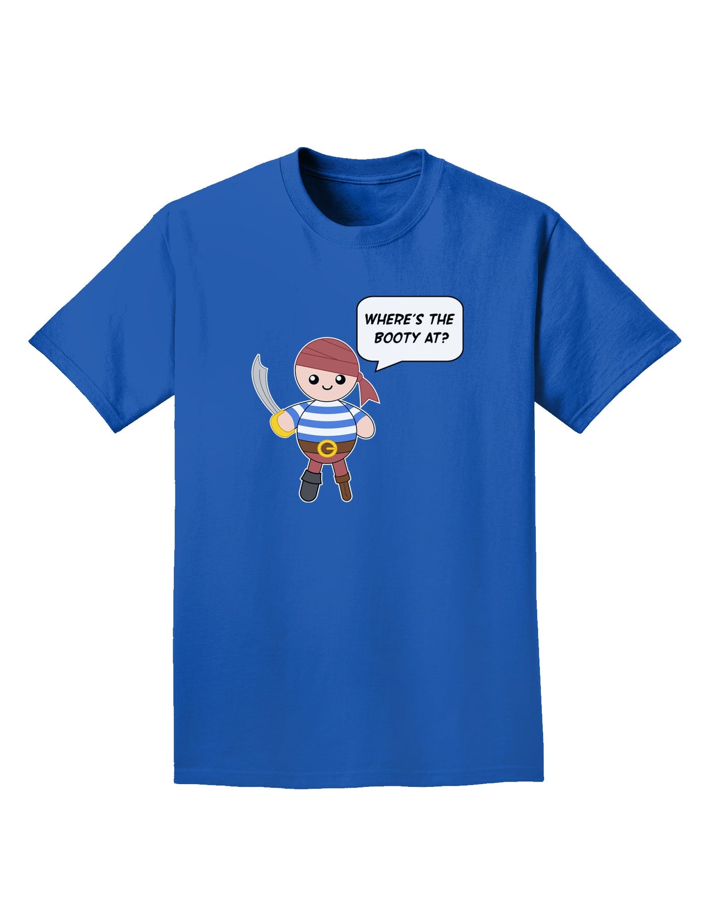 Where's the Booty At - Petey the Pirate Adult Dark T-Shirt-Mens T-Shirt-TooLoud-Royal-Blue-Small-Davson Sales