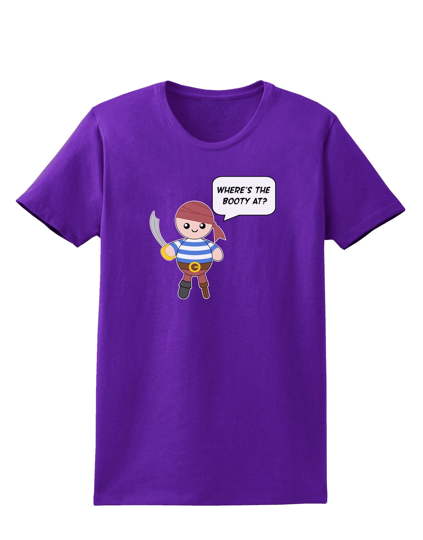 Where's the Booty At - Petey the Pirate Womens Dark T-Shirt-Womens T-Shirt-TooLoud-Purple-X-Small-Davson Sales