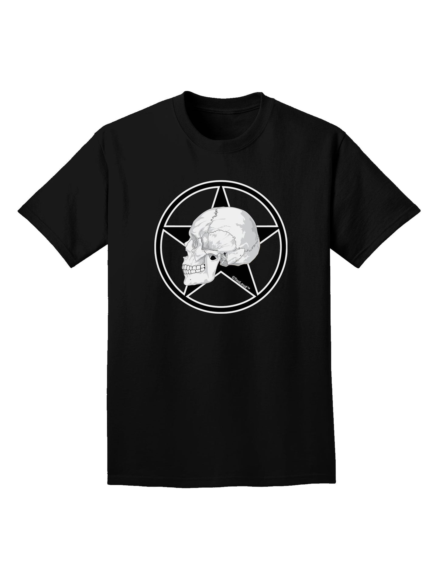 White Skull With Star Adult Dark T-Shirt by TooLoud-Mens T-Shirt-TooLoud-Black-Small-Davson Sales