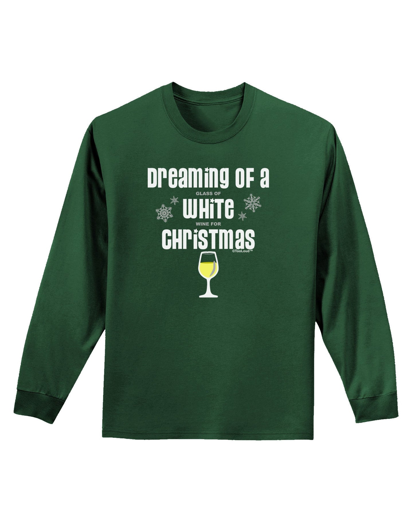 White Wine For Christmas Adult Long Sleeve Dark T-Shirt-TooLoud-Dark-Green-Small-Davson Sales