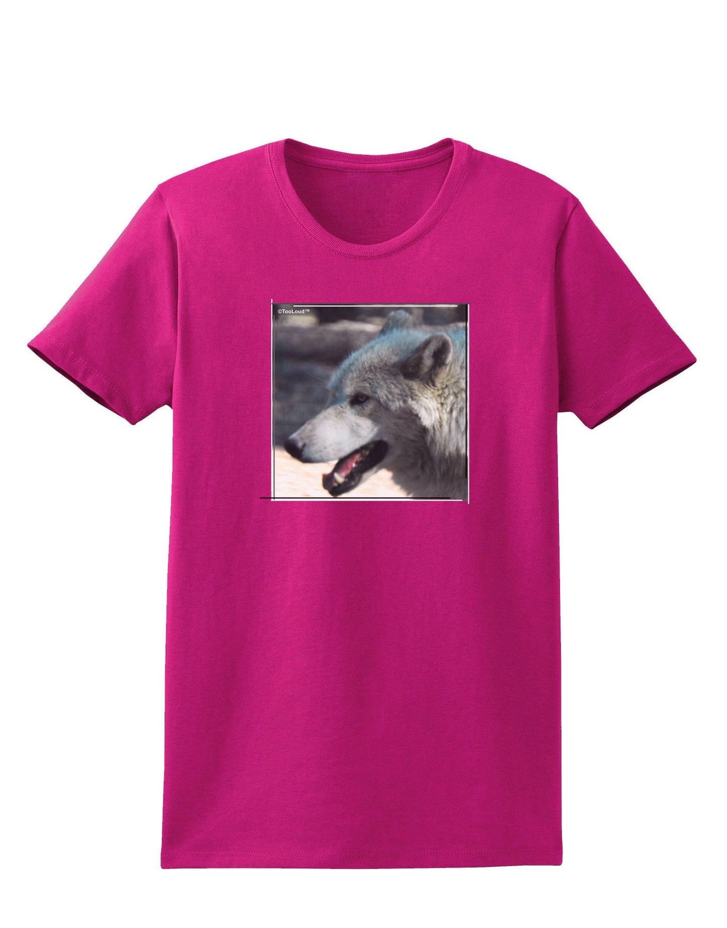 White Wolf Face Womens Dark T-Shirt-TooLoud-Hot-Pink-Small-Davson Sales