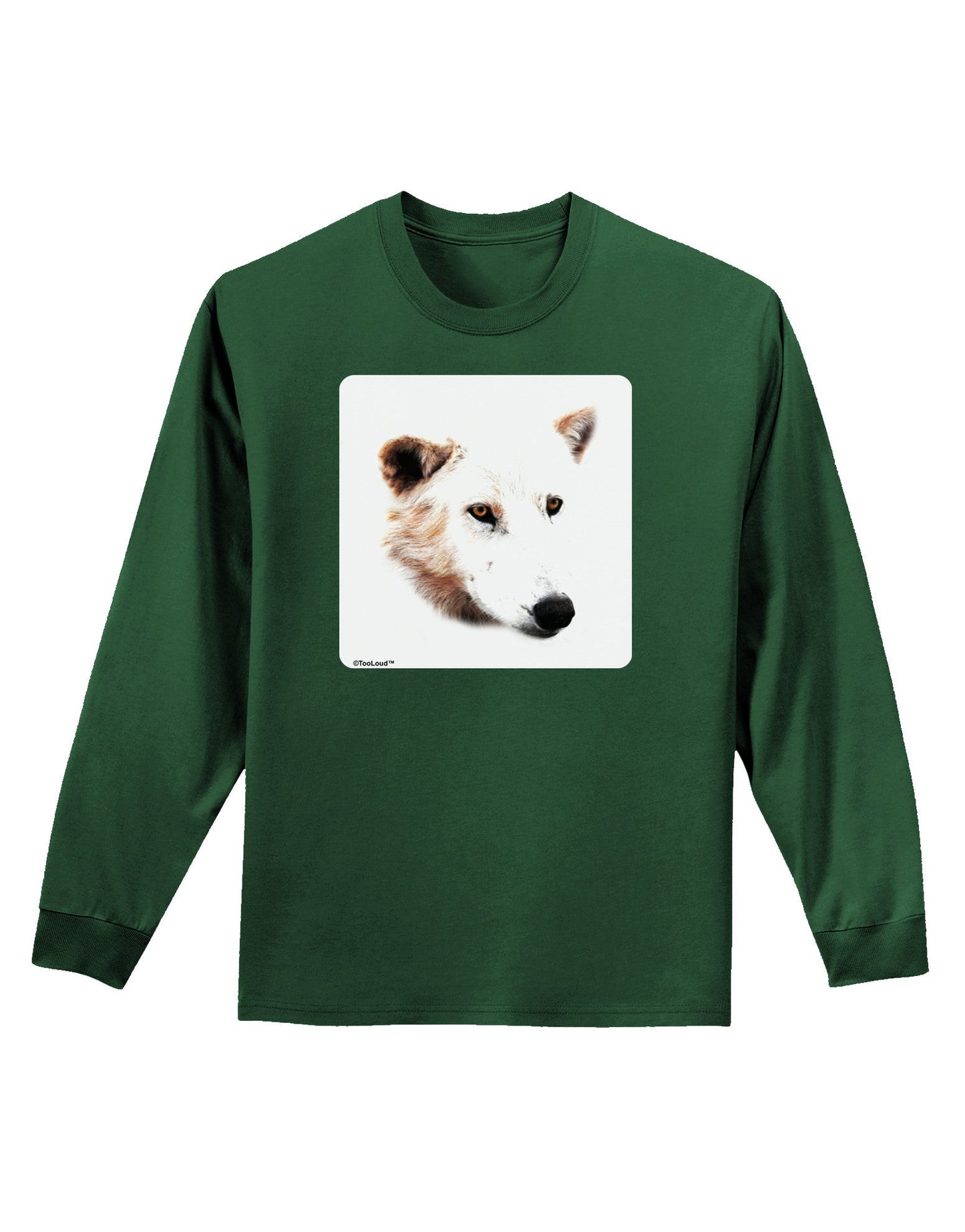 White Wolf Head Cutout Adult Long Sleeve Dark T-Shirt-TooLoud-Dark-Green-Small-Davson Sales