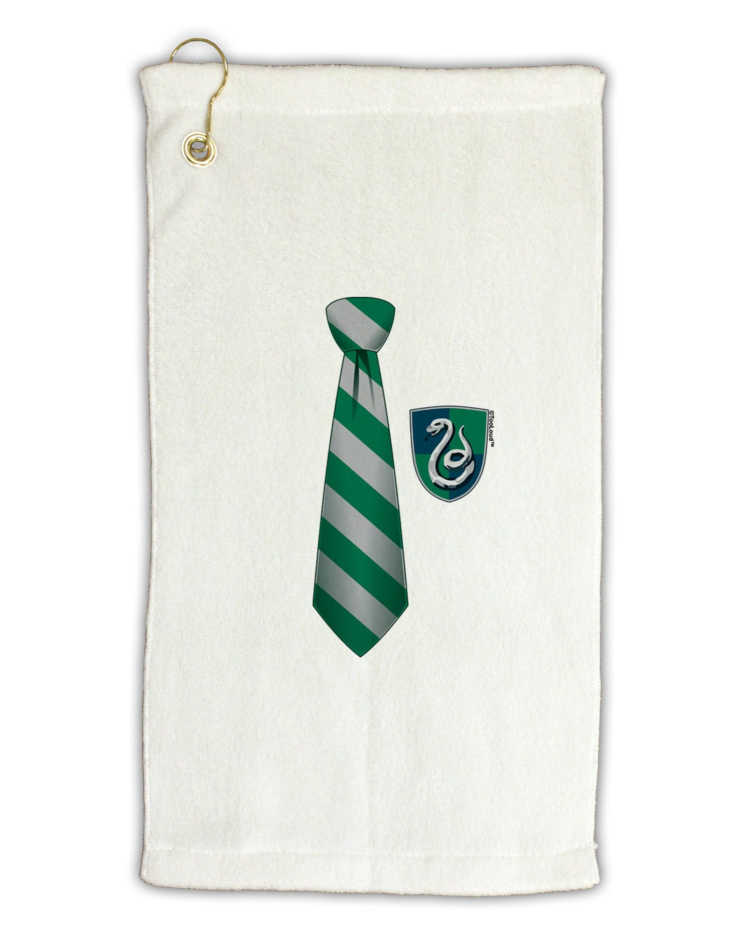 Wizard Tie Green and Silver Micro Terry Gromet Golf Towel 11"x19-Golf Towel-TooLoud-White-Davson Sales