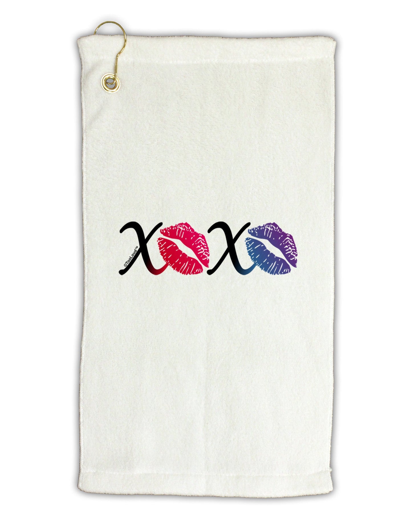 XOXO Kisses Micro Terry Gromet Golf Towel 11"x19-Golf Towel-TooLoud-White-Davson Sales