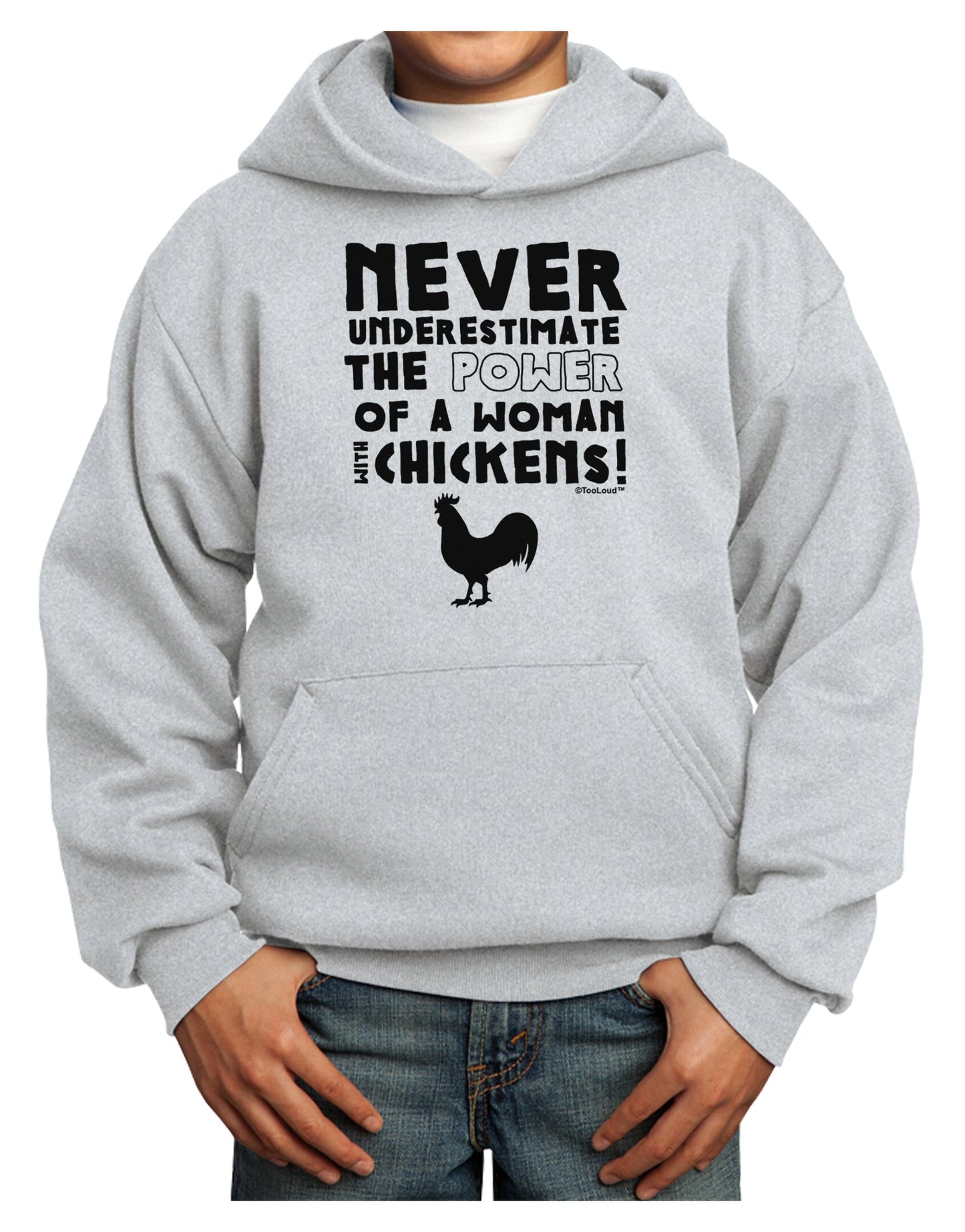 A Woman With Chickens Youth Hoodie Pullover Sweatshirt-Youth Hoodie-TooLoud-Ash-XS-Davson Sales