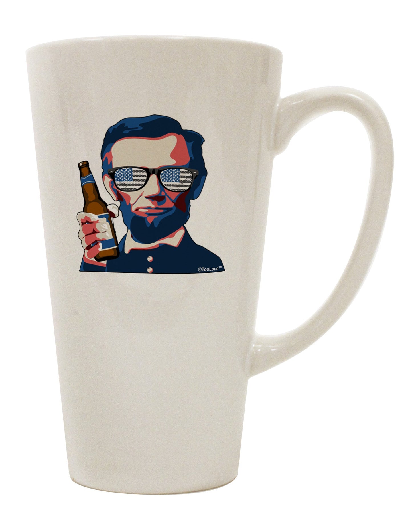 Abraham Drinkoln 16 Ounce Conical Latte Coffee Mug - Perfect for Savory Sips-Conical Latte Mug-TooLoud-White-Davson Sales