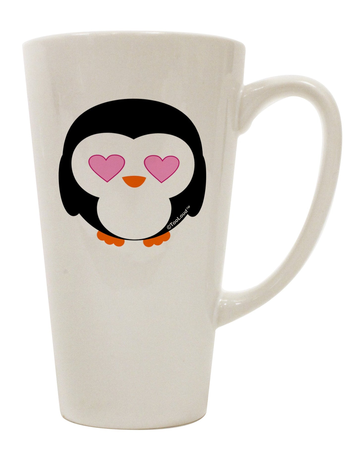 Adorable Penguin - Heart Eyes 16 Ounce Conical Latte Coffee Mug - Expertly Crafted by TooLoud-Conical Latte Mug-TooLoud-White-Davson Sales