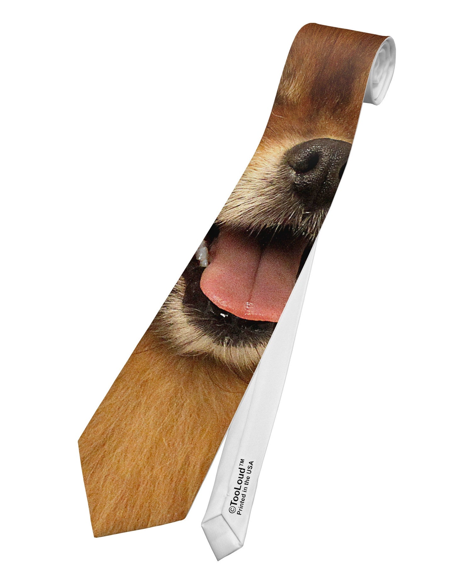 Adorable Red Pomeranian Printed White Necktie All Over Print