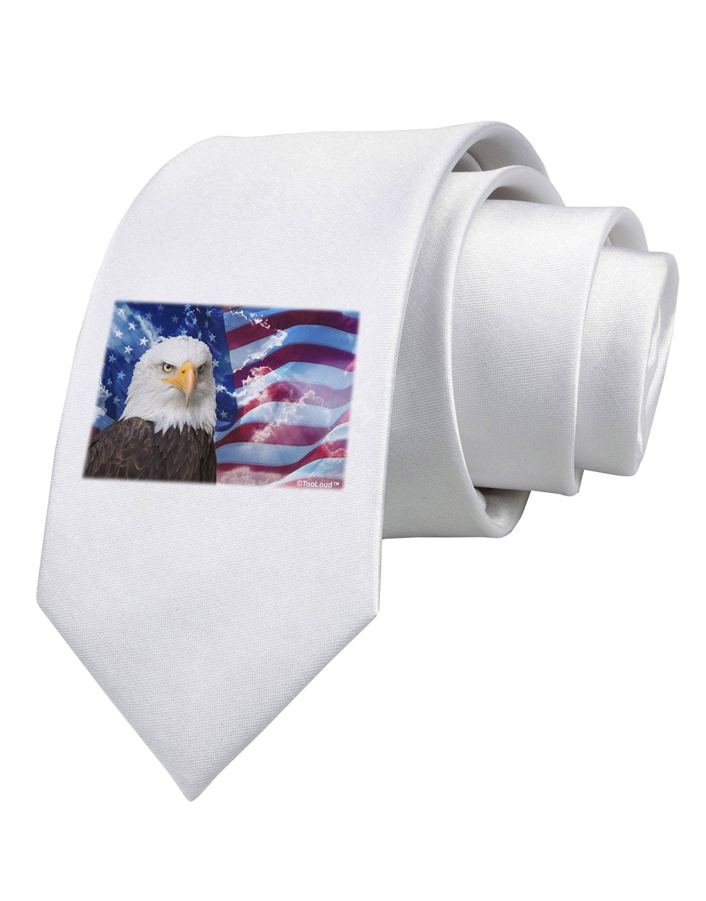 All American Eagle Printed White Necktie