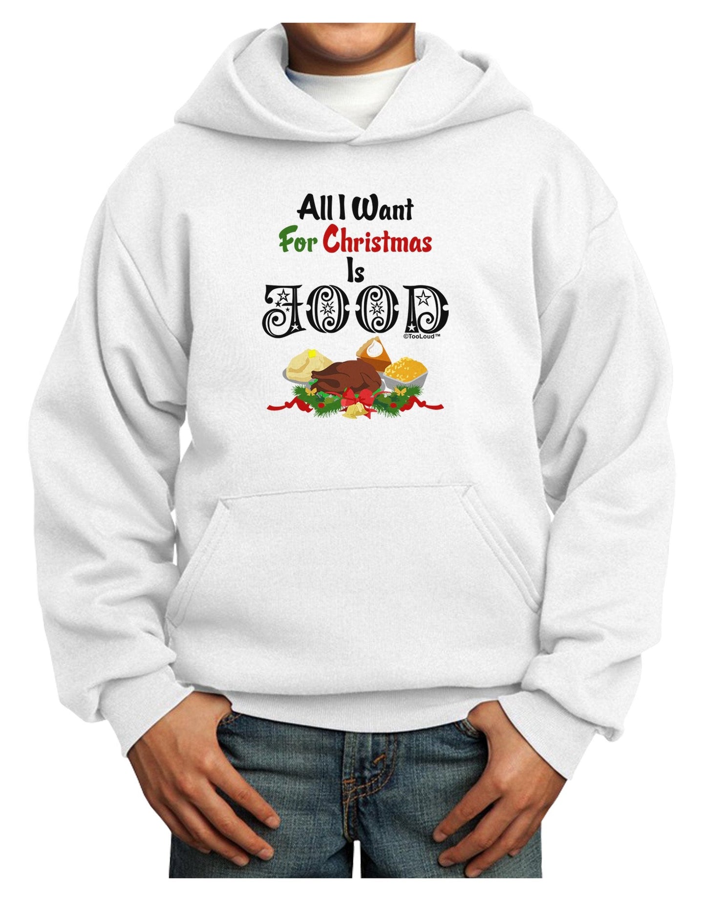 All I Want Is Food Youth Hoodie Pullover Sweatshirt-Youth Hoodie-TooLoud-White-XL-Davson Sales