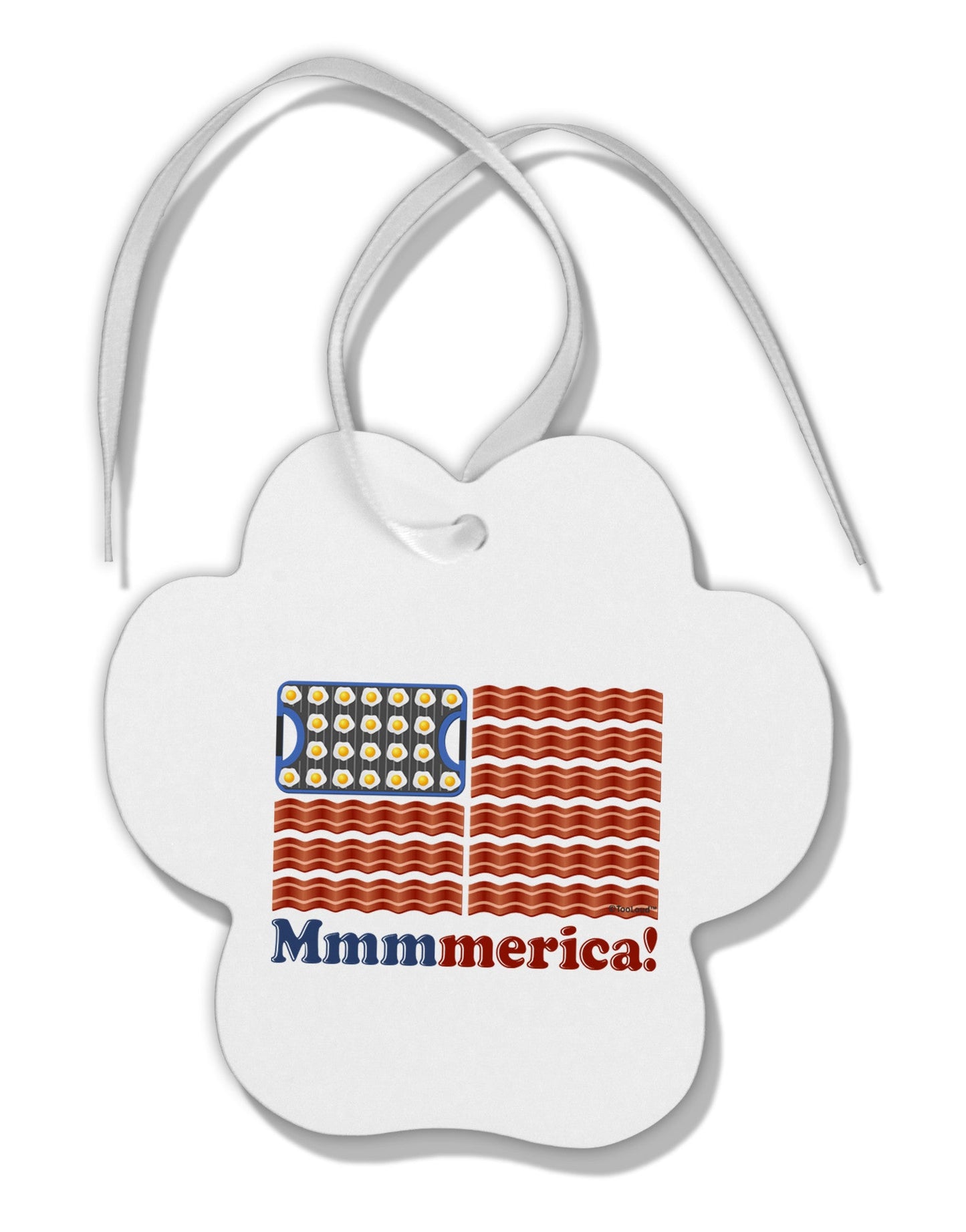 American Breakfast Flag - Bacon and Eggs - Mmmmerica Paw Print Shaped Ornament-Ornament-TooLoud-White-Davson Sales