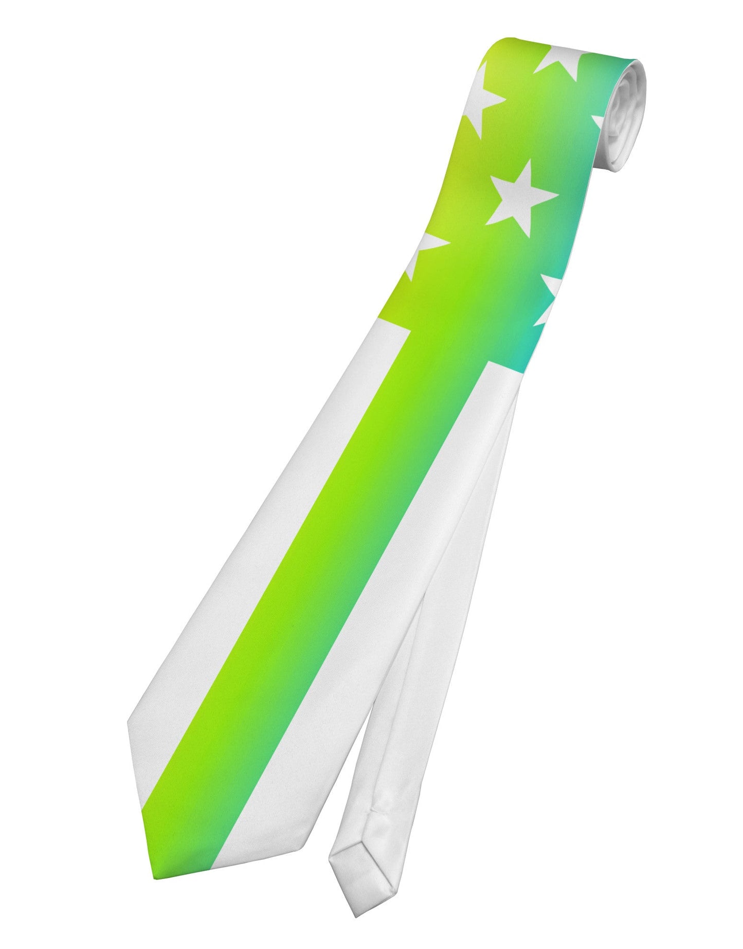 American Pride - Rainbow Stars and Stripes Printed White Necktie All Over Print