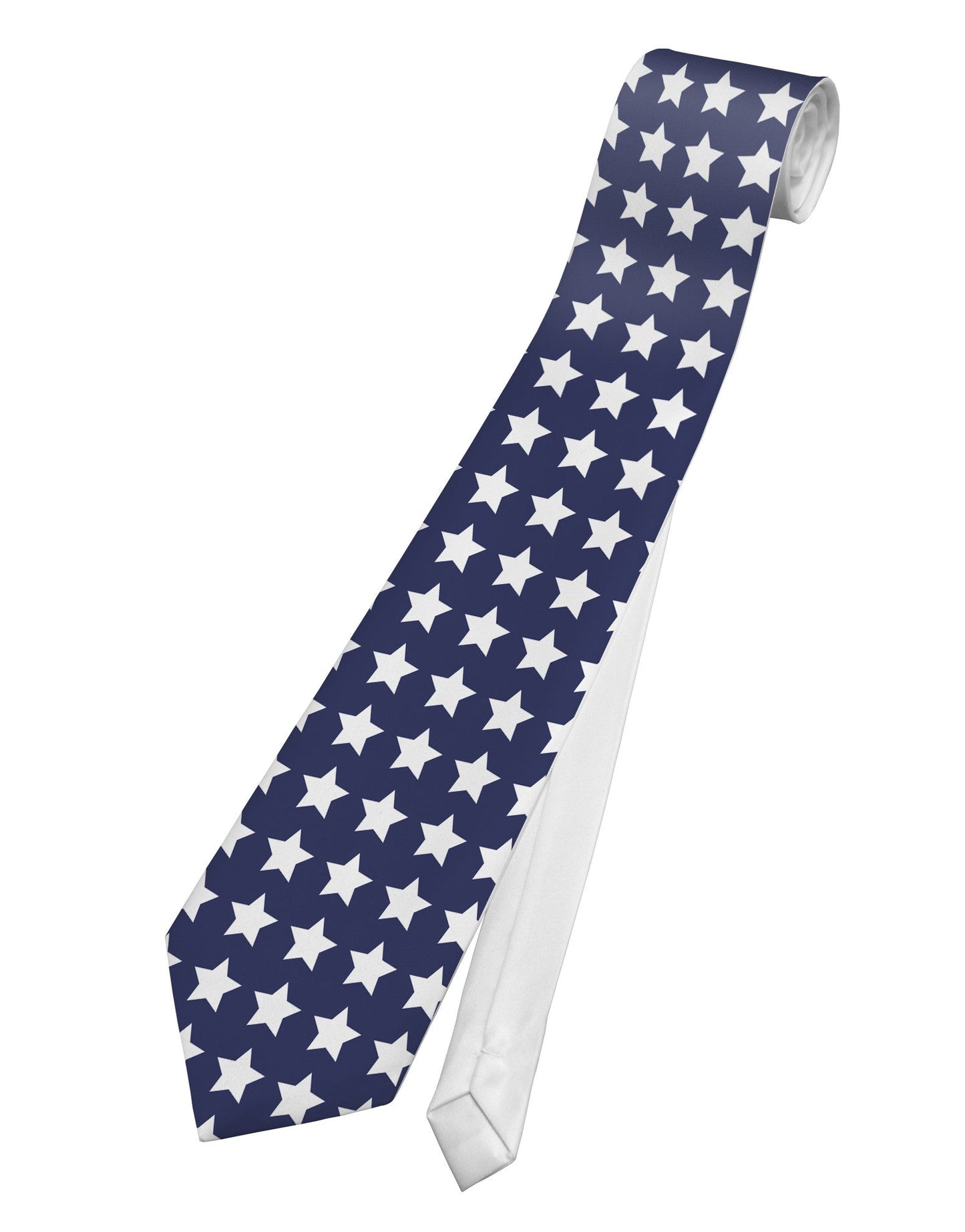 Americana Stars Pattern Printed White Necktie All Over Print