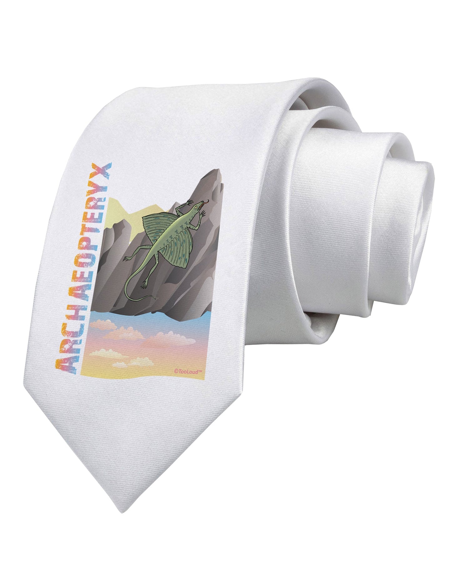 Archaopteryx - With Name Printed White Necktie by TooLoud