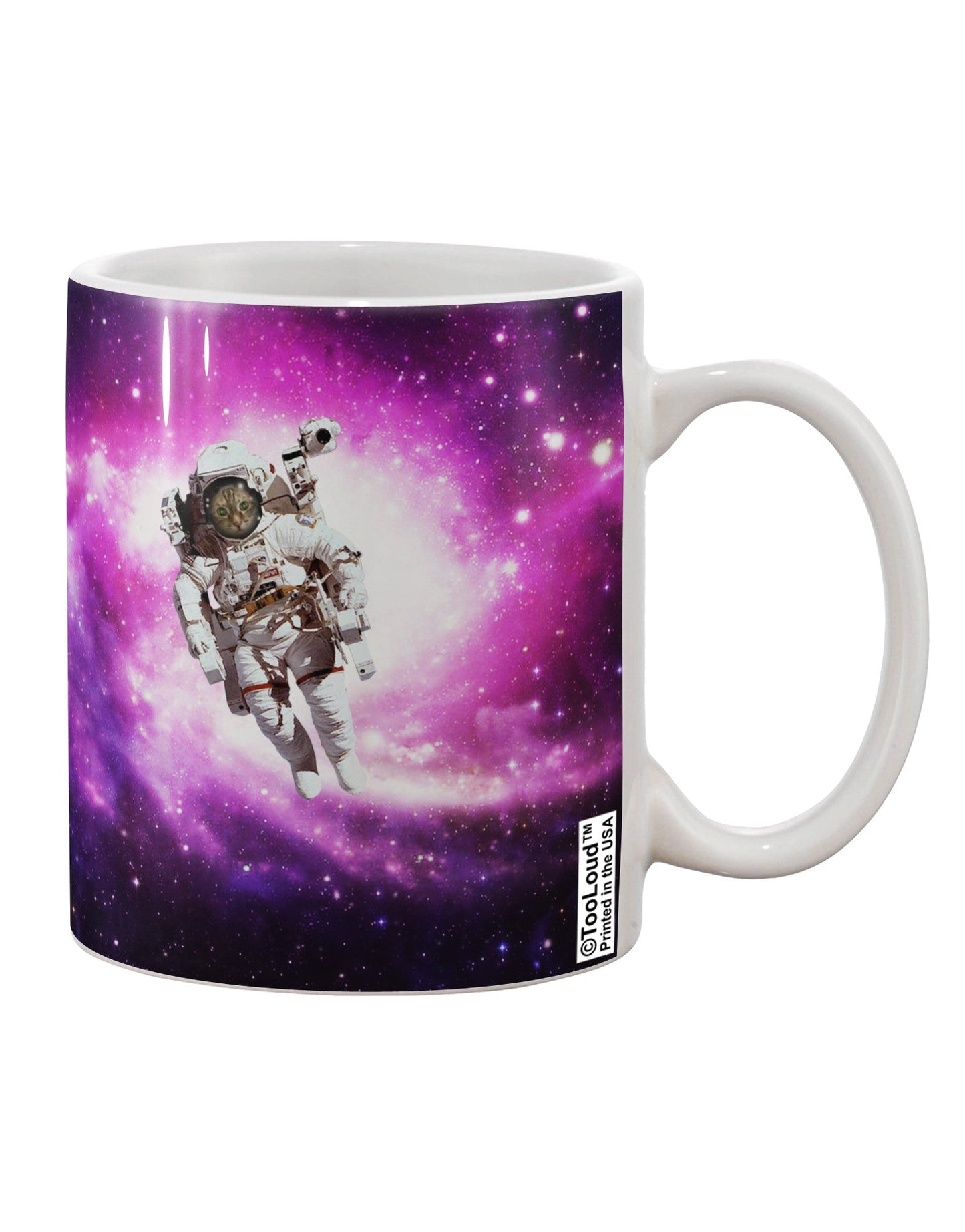 Astronaut Cat AOP Printed 11 oz Coffee Mug - Expertly Crafted Drinkware TooLoud-11 OZ Coffee Mug-TooLoud-White-Davson Sales